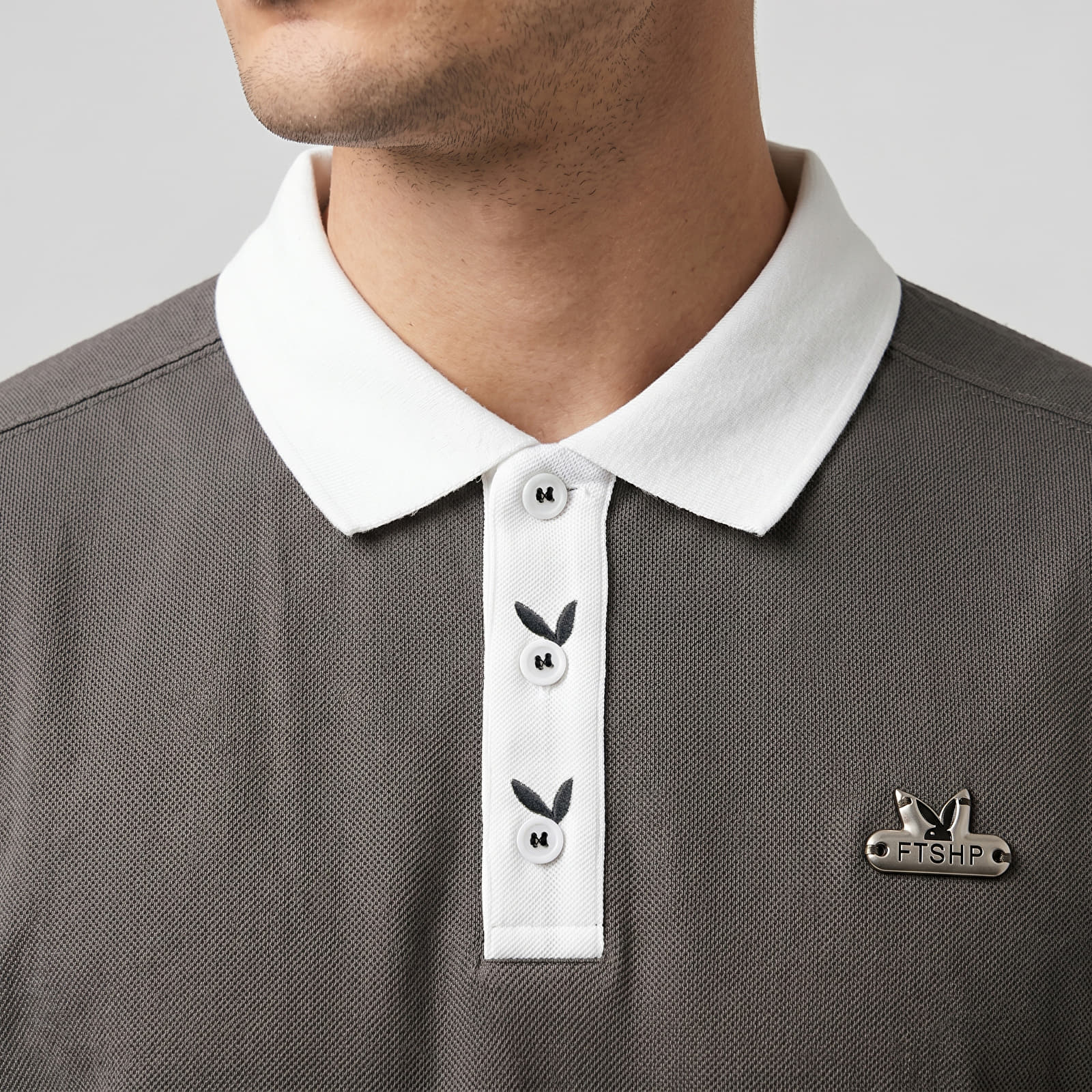 Magliette da uomo Playboy x FTSHP Short Sleeve Polo Dark Grey