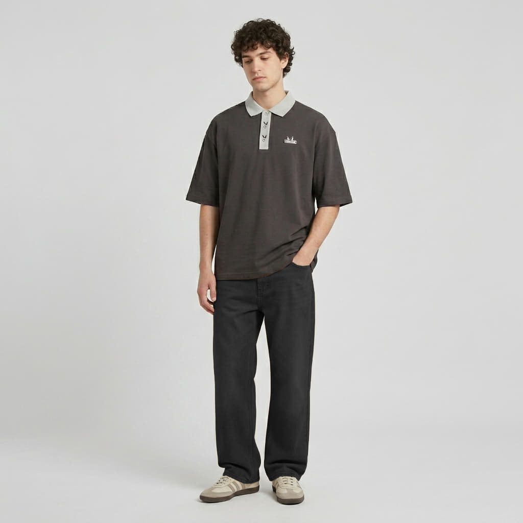 Magliette da uomo Playboy x FTSHP Short Sleeve Polo Dark Grey