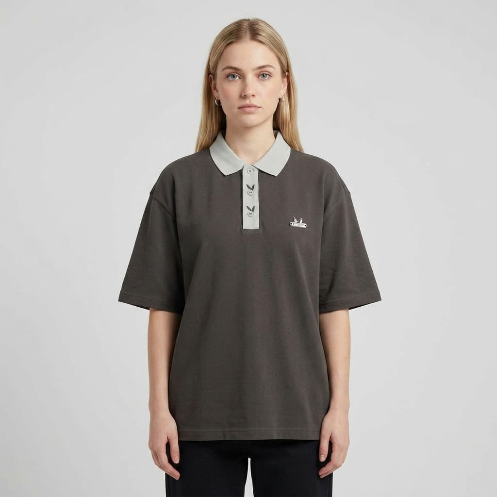Magliette da uomo Playboy x FTSHP Short Sleeve Polo Dark Grey