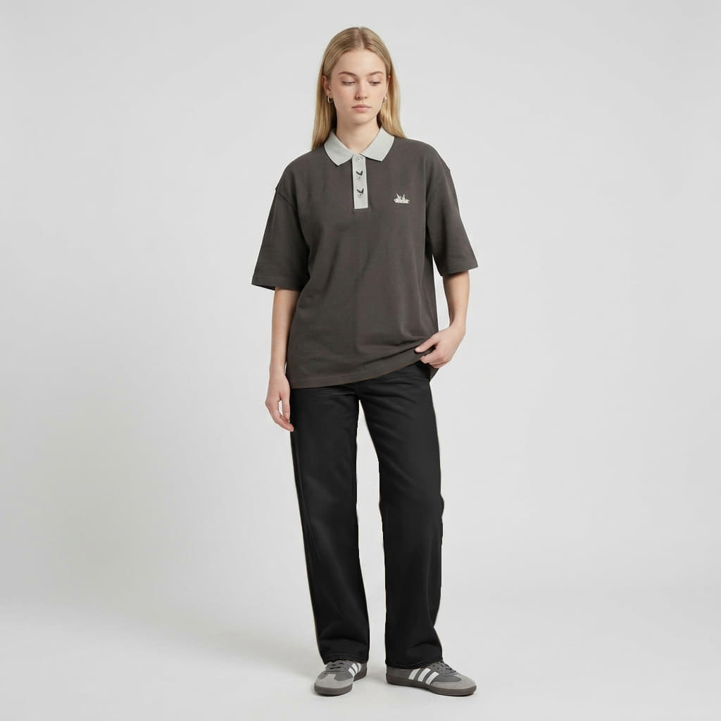 Magliette da uomo Playboy x FTSHP Short Sleeve Polo Dark Grey