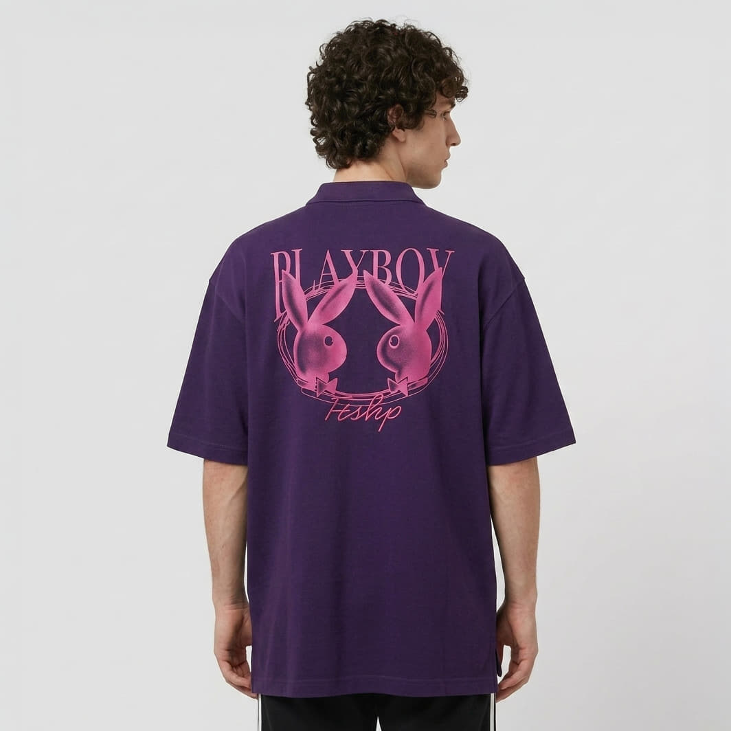 Magliette da uomo Playboy x FTSHP Short Sleeve Polo Purple