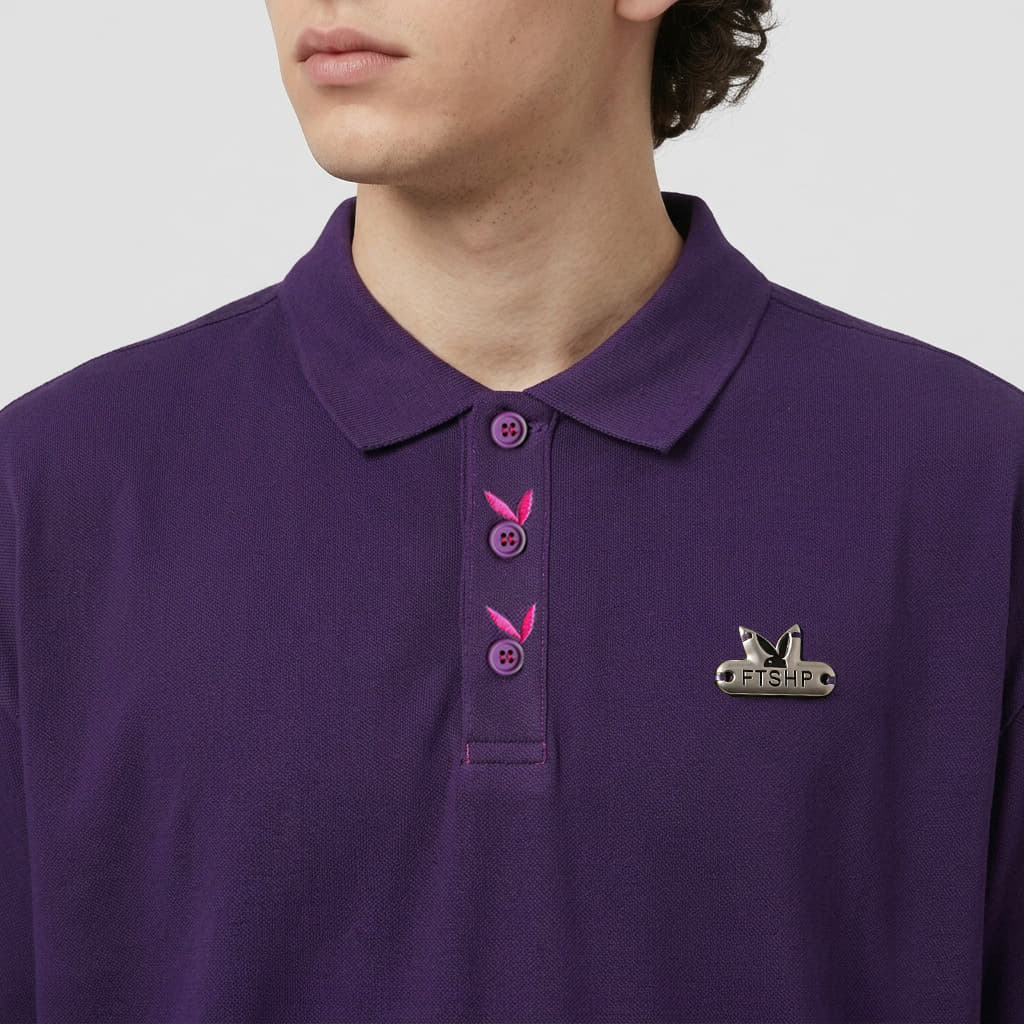 Magliette da uomo Playboy x FTSHP Short Sleeve Polo Purple