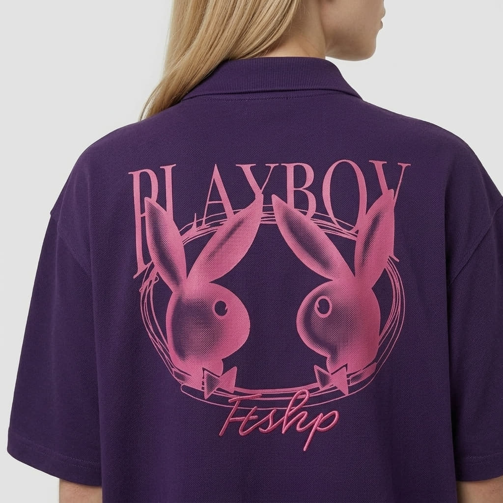 Magliette da uomo Playboy x FTSHP Short Sleeve Polo Purple