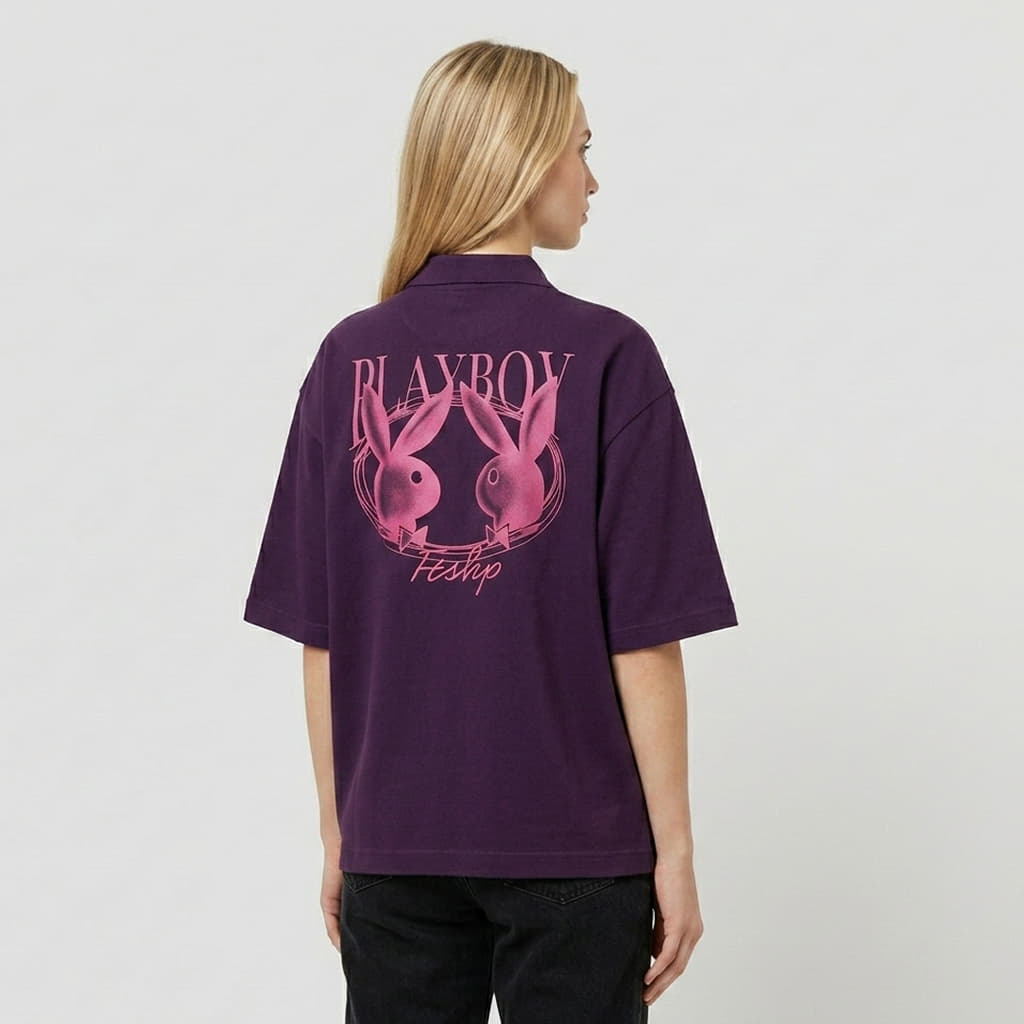 Magliette da uomo Playboy x FTSHP Short Sleeve Polo Purple