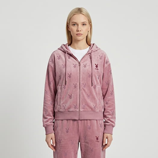 Felpa Playboy x FTSHP Girls Velvet Hoodie Pink
