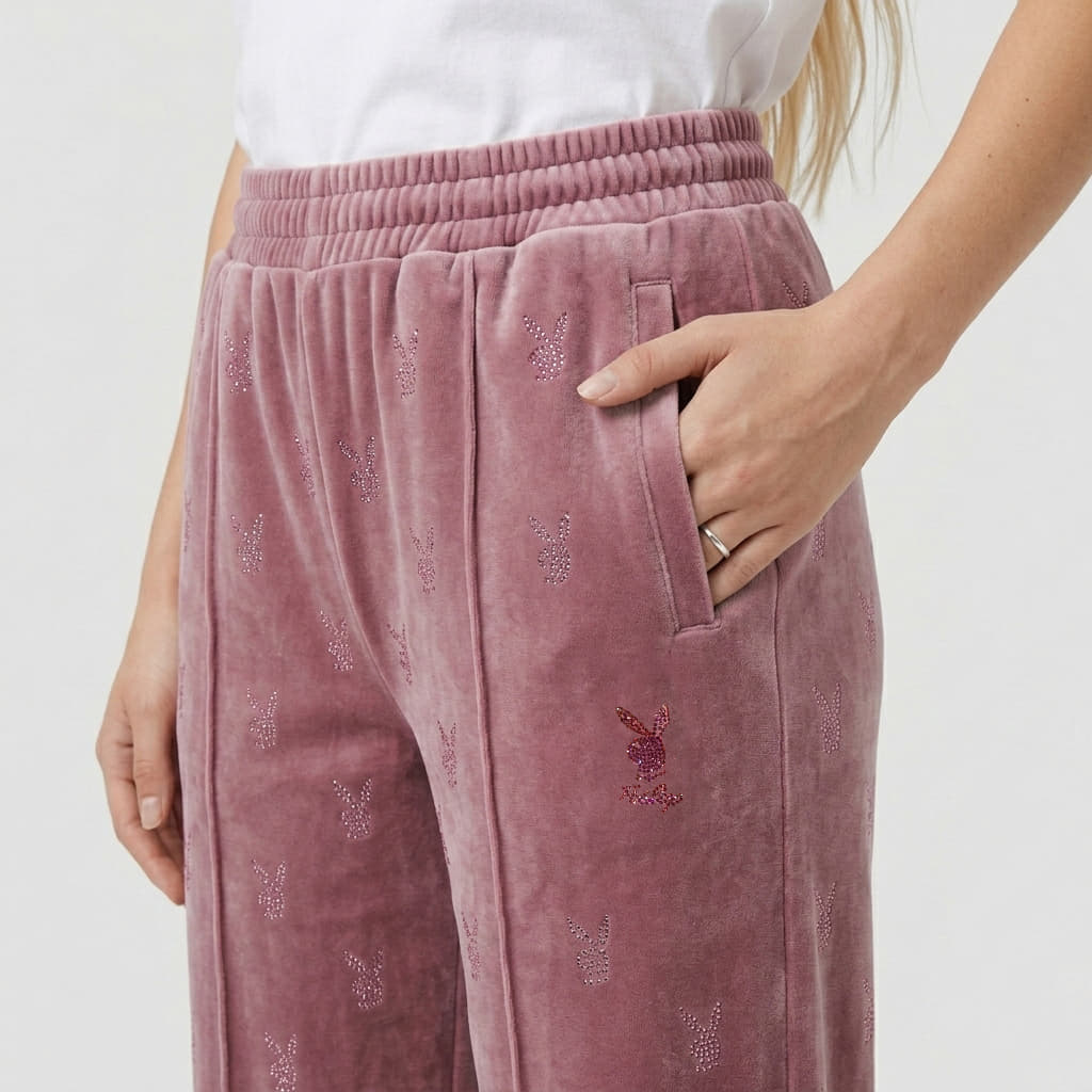 Pantaloni tuta donna Playboy x FTSHP Girls Velvet Sweatpants Pink