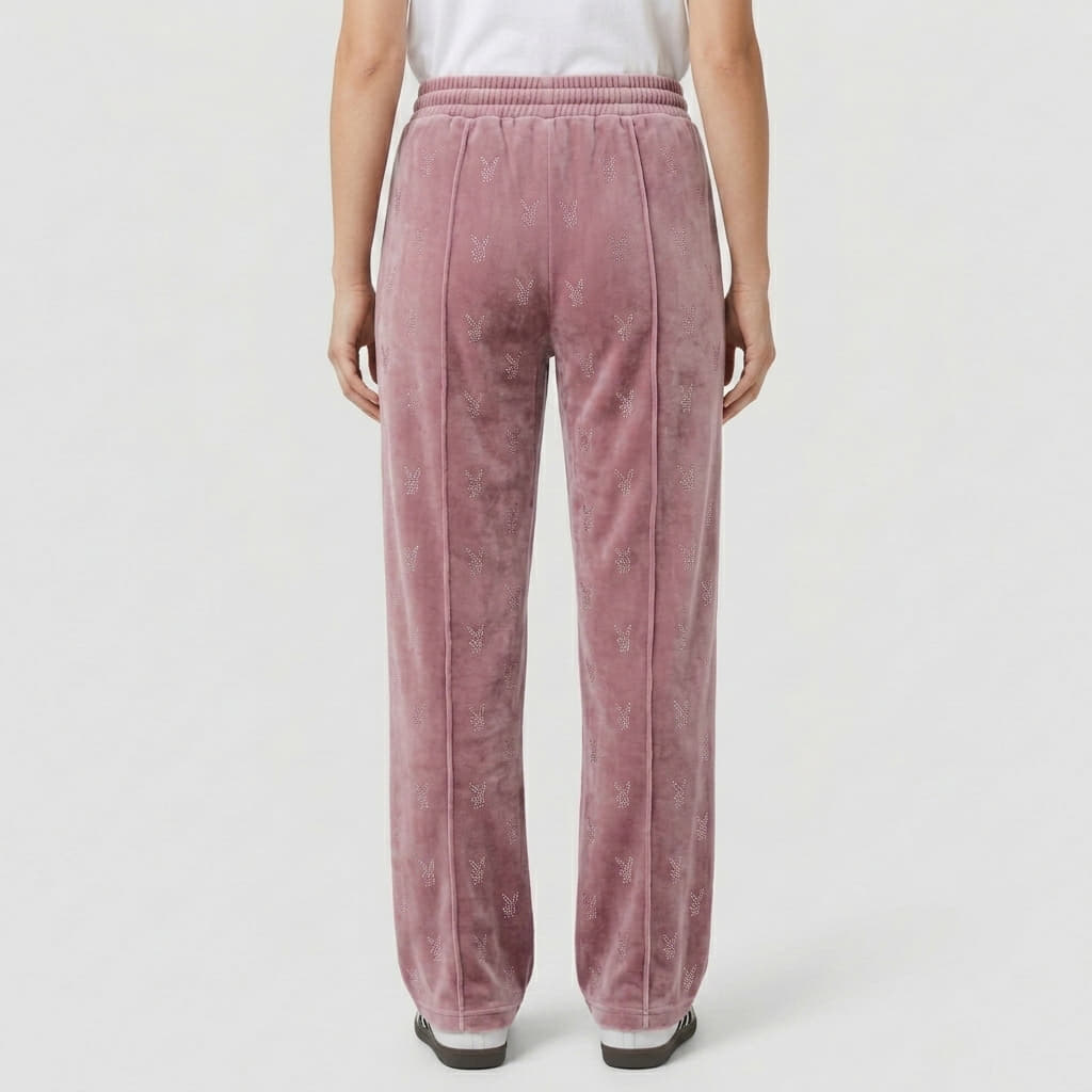 Pantaloni tuta donna Playboy x FTSHP Girls Velvet Sweatpants Pink