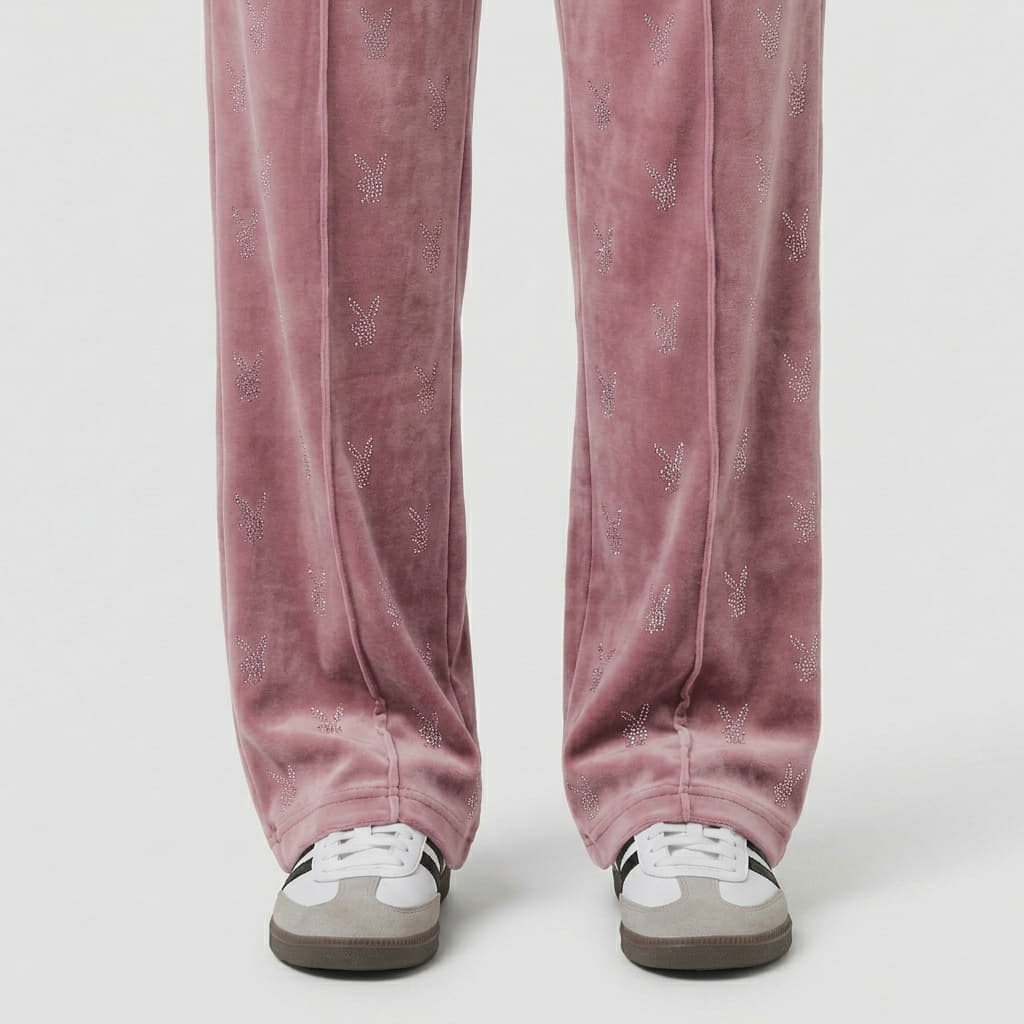 Pantaloni tuta donna Playboy x FTSHP Girls Velvet Sweatpants Pink