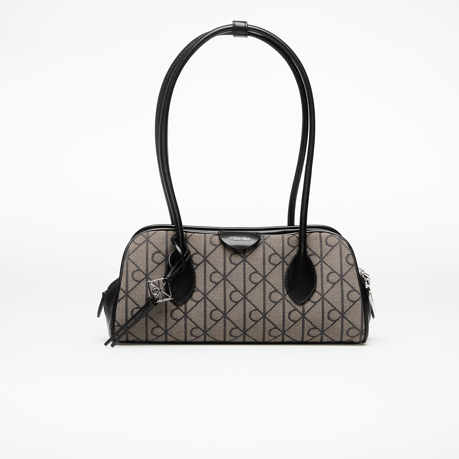 Handbags Calvin Klein Emblem Trio Jacquard Shoulder Ba Lotus Beige/ Black/ Aop Jacquard