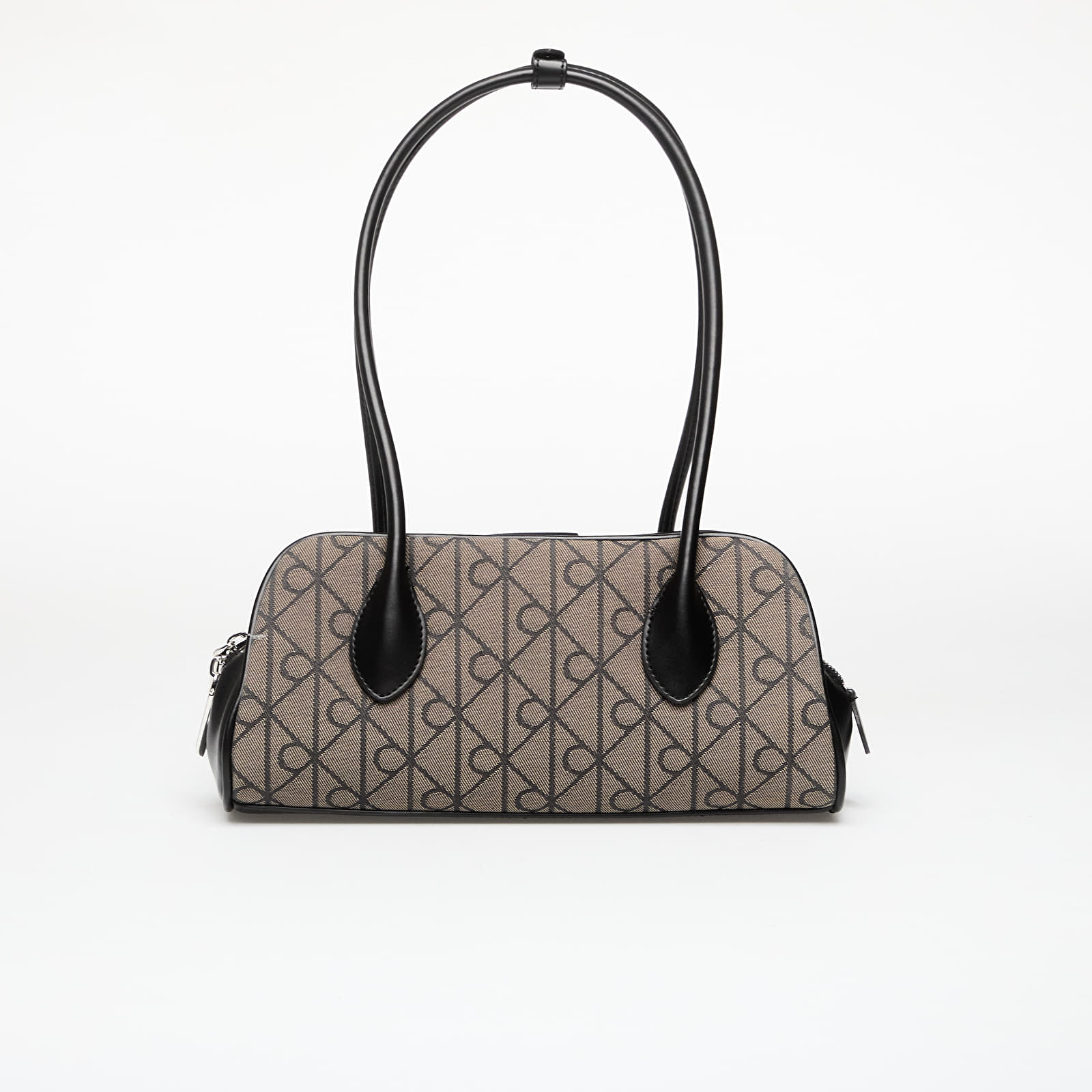 Handbags Calvin Klein Emblem Trio Jacquard Shoulder Ba Lotus Beige/ Black/ Aop Jacquard