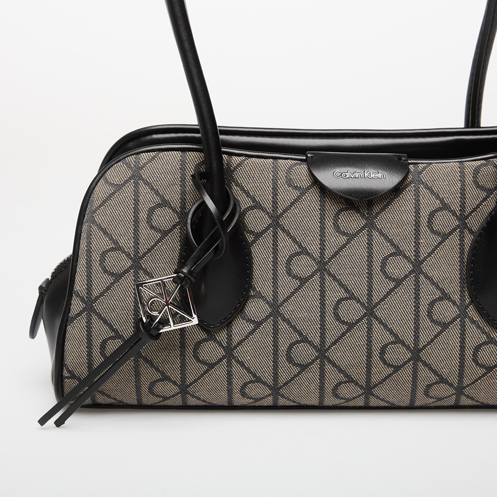 Handbags Calvin Klein Emblem Trio Jacquard Shoulder Ba Lotus Beige/ Black/ Aop Jacquard