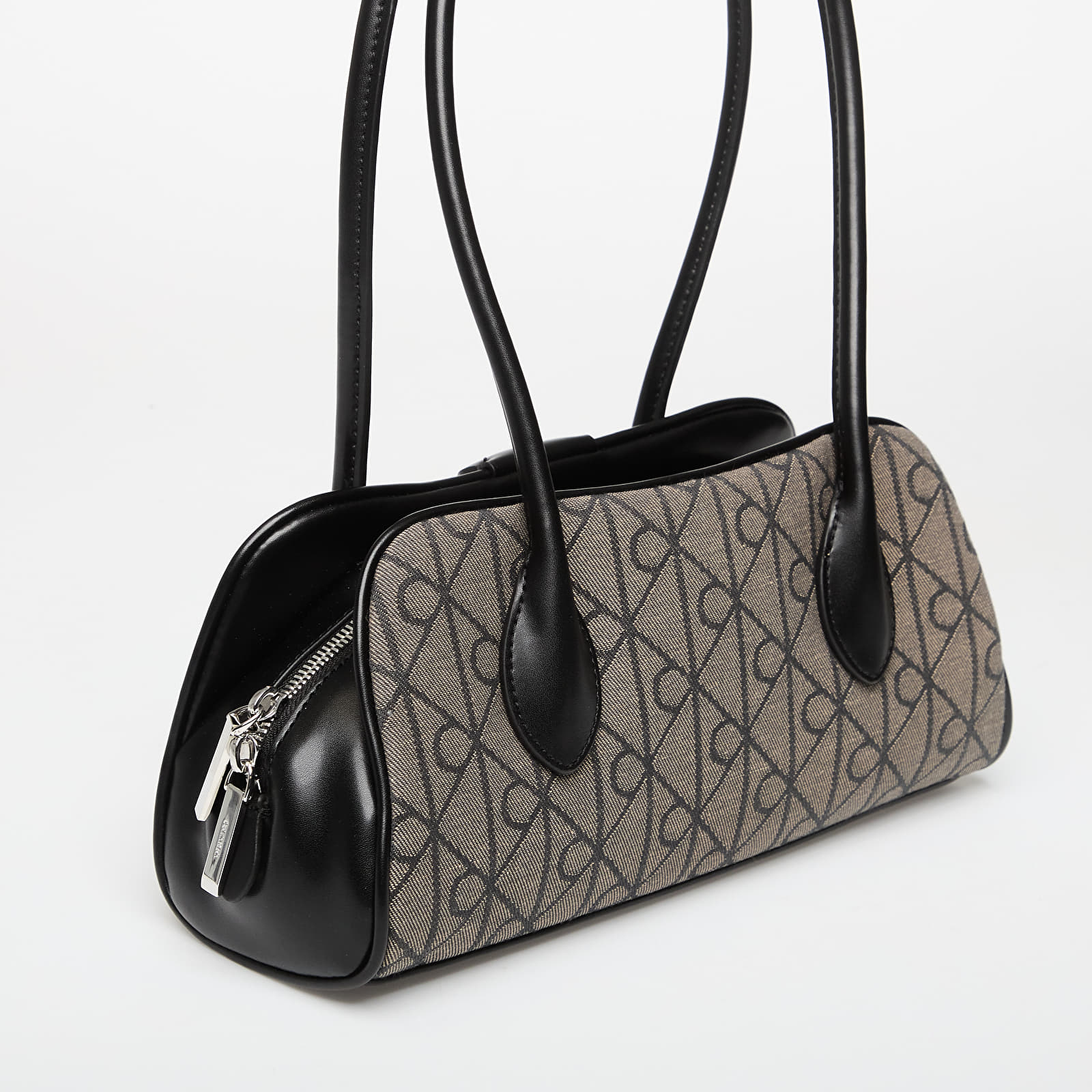 Handbags Calvin Klein Emblem Trio Jacquard Shoulder Ba Lotus Beige/ Black/ Aop Jacquard