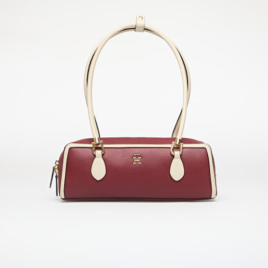 Handbag Tommy Hilfiger Grace Shoulder Bag Col Block Velvet Maroon