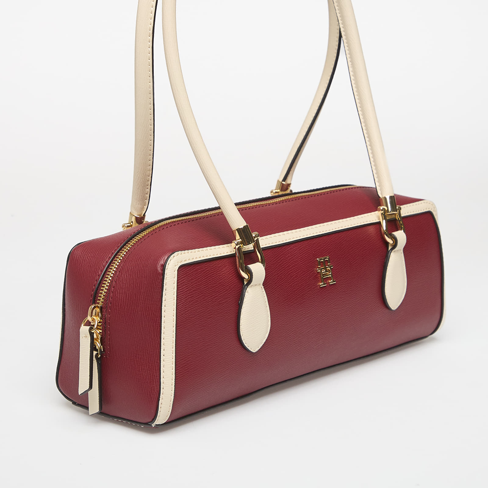 Handbags Tommy Hilfiger Grace Shoulder Bag Col Block Velvet Maroon