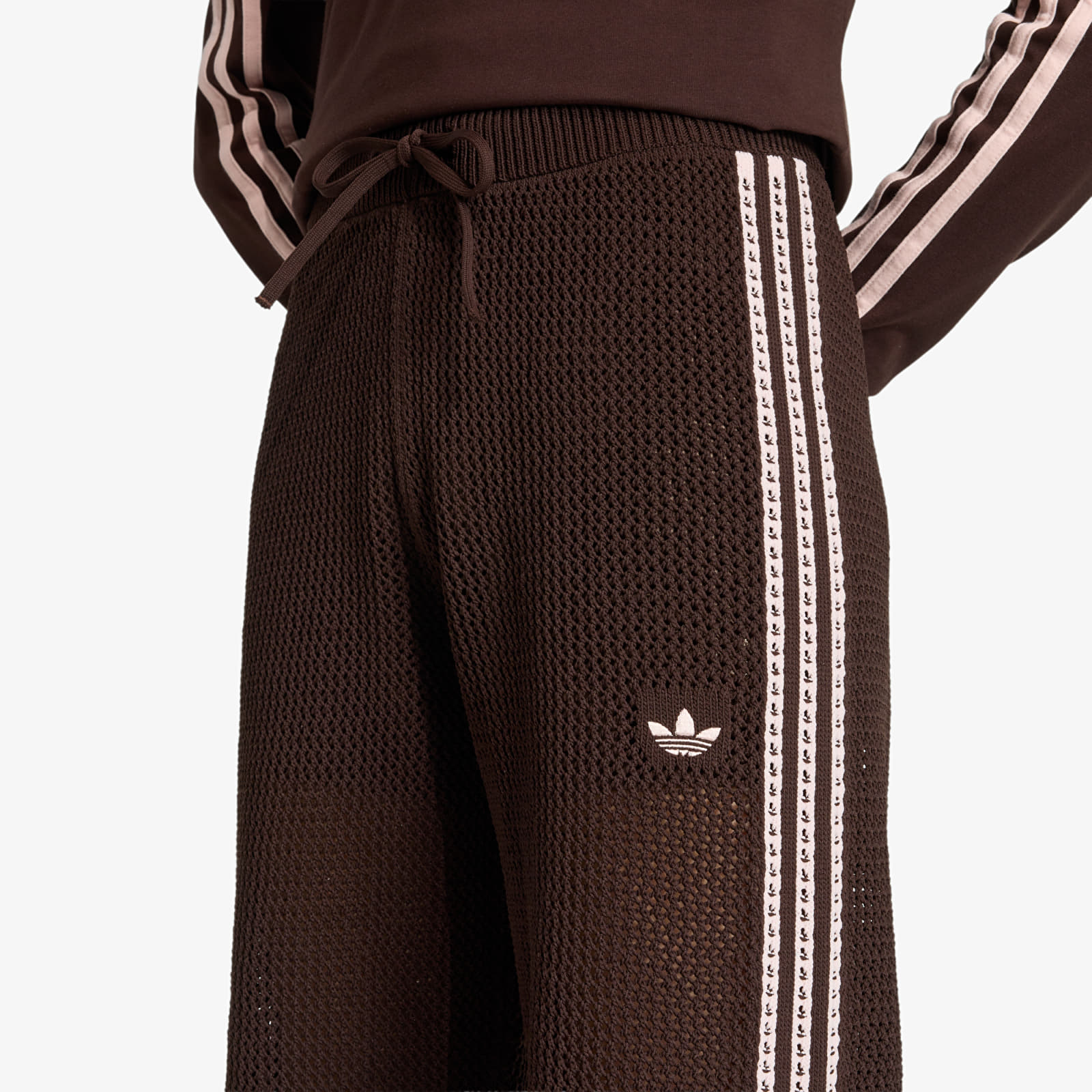 Jogger Pants adidas Knitted Crochet Firebird Tracksuit Bottoms Aurora Coffee