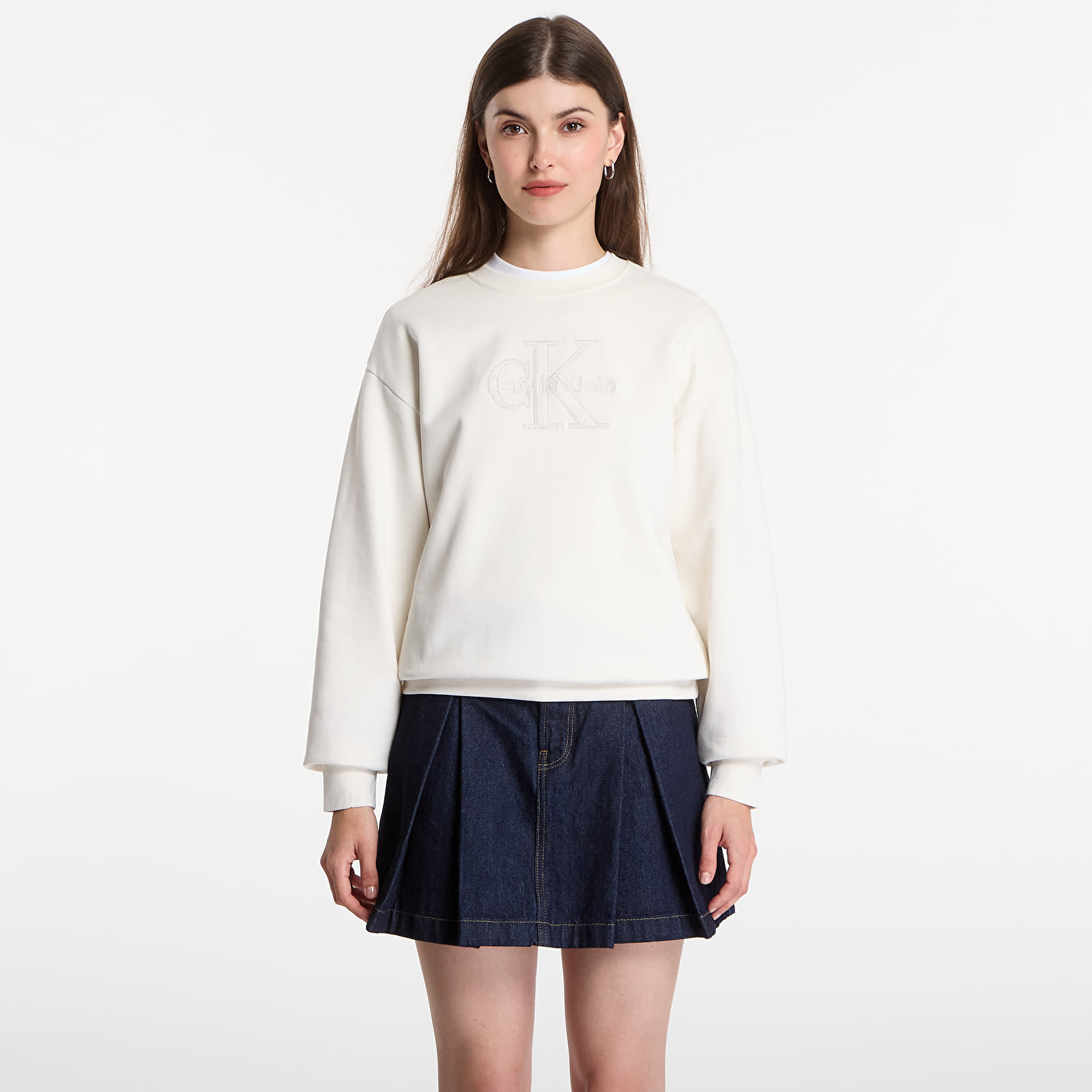 Sweats à capuche femme Calvin Klein Jeans Ls Baby Terry Seasonal Monologo Hoodie Tofu