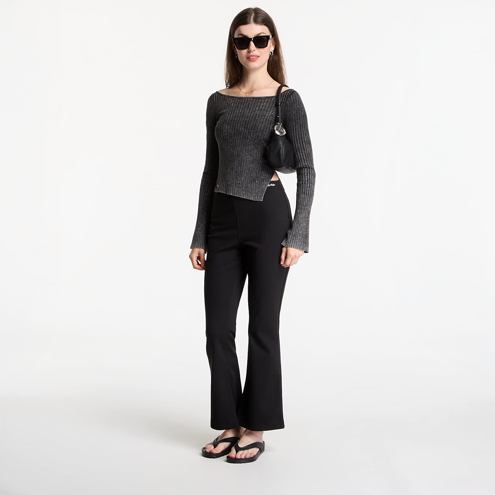 Damesbroeken Calvin Klein Jeans Ponte Tailored Flare Pant Black