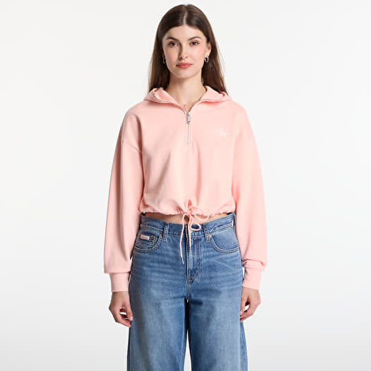 Sweatshirt Calvin Klein Jeans Ls Monologo Terry Cropped Tie Hoodie Peachy Day