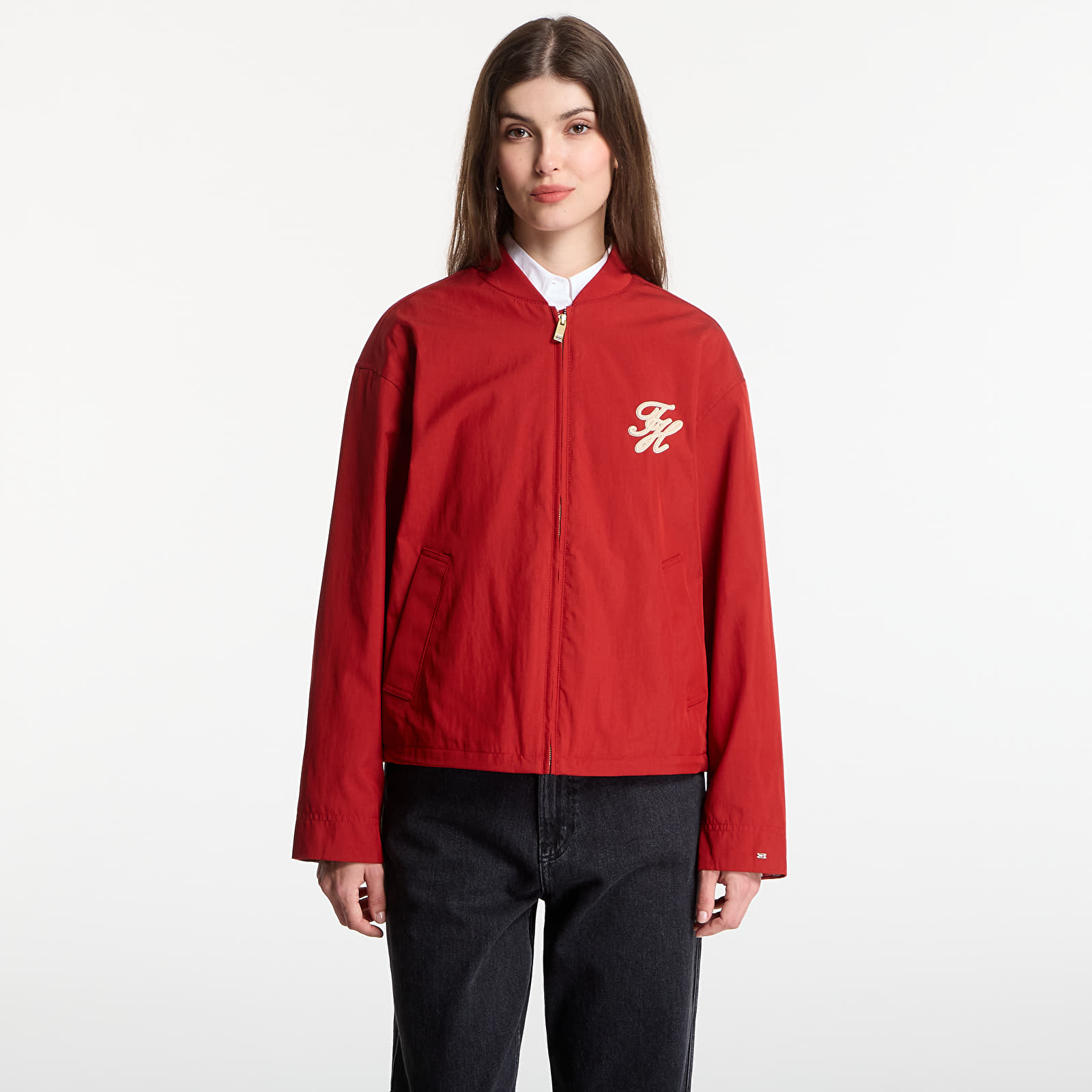 Women's jackets Tommy Hilfiger Cotton Bomber Dark Magma