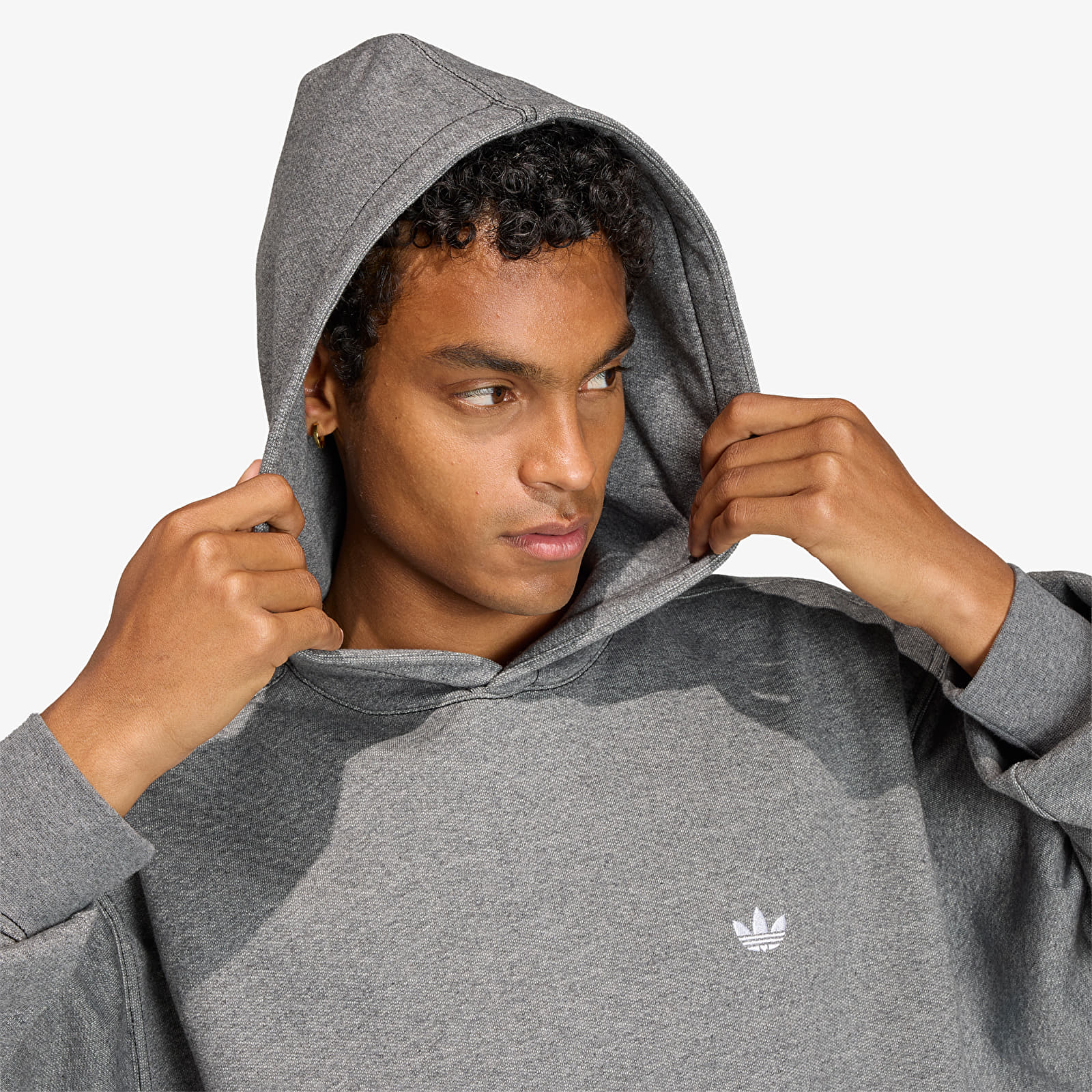 Mikiny adidas Ess Loose Hd Grey Four Mel