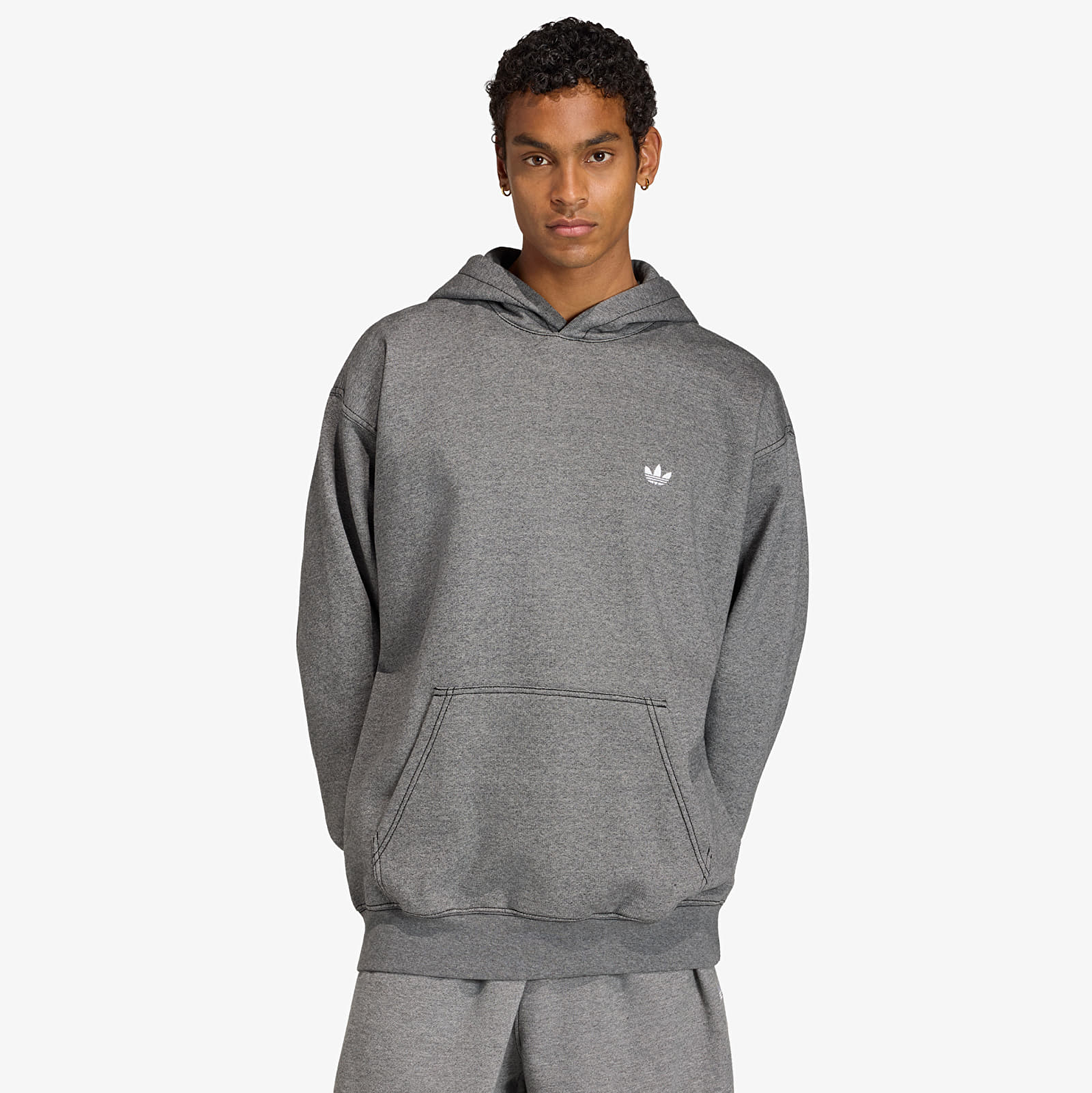 Mikiny adidas Ess Loose Hd Grey Four Mel