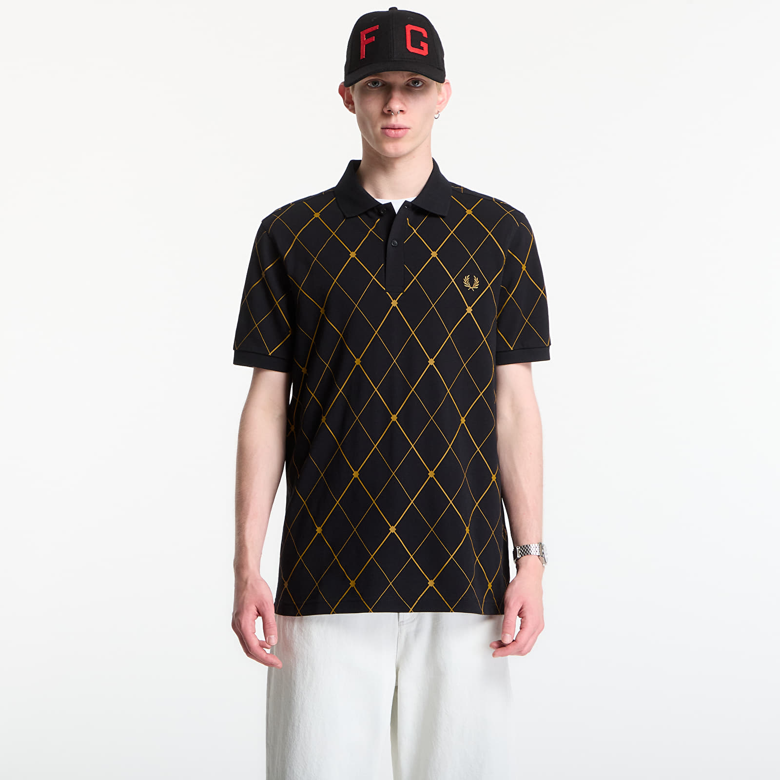 T-shirts Fred Perry Argyle Print Fred Perry Shirt Black