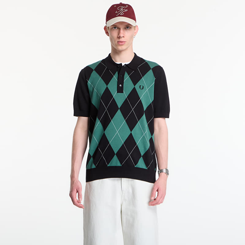 Тениска Fred Perry Argyle Knitted Shirt Black