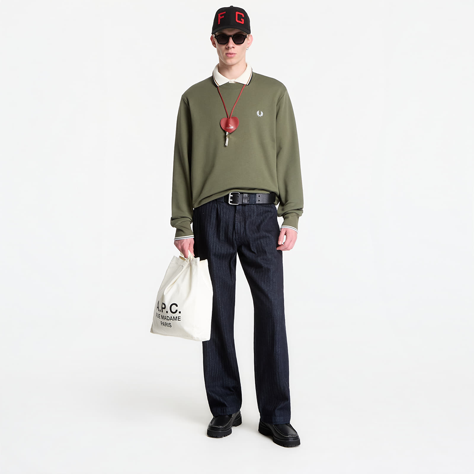 Moški hoodiji  Fred Perry Crew Neck Sweatshirt Green