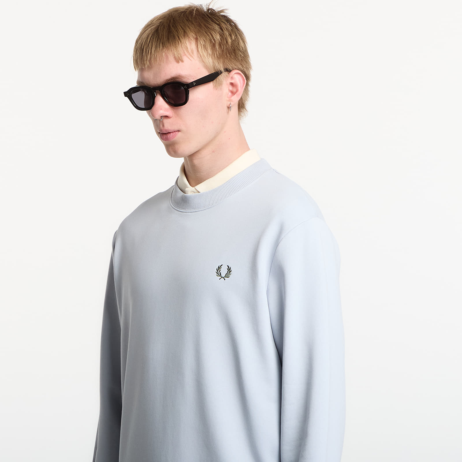 Moški hoodiji  Fred Perry Crew Neck Sweatshirt Dusky Blue