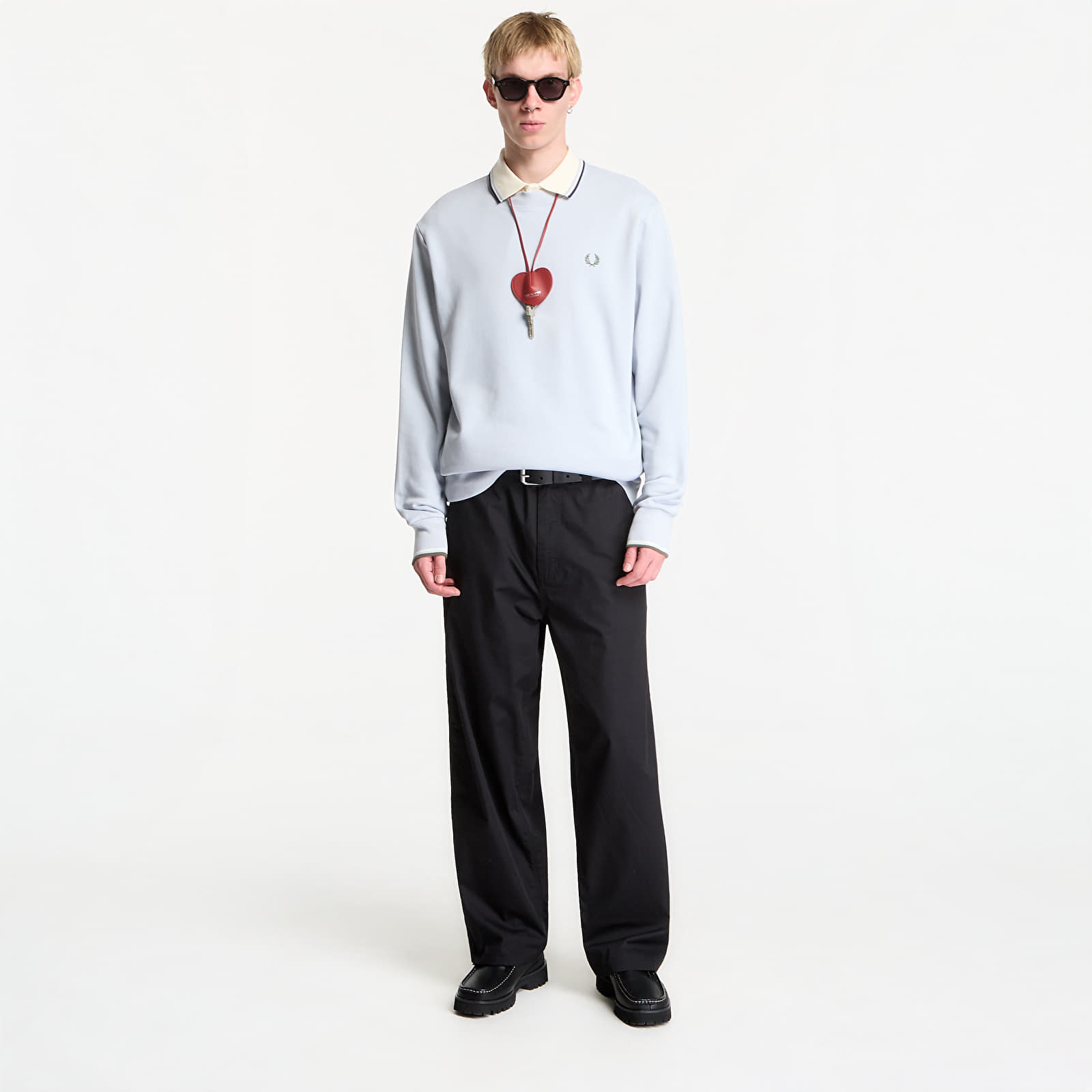 Moški hoodiji  Fred Perry Crew Neck Sweatshirt Dusky Blue