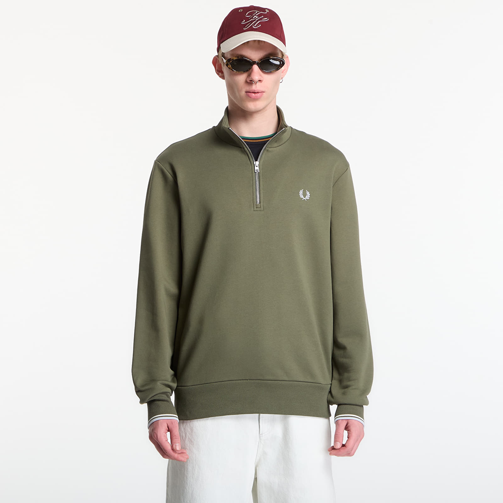 Puloverji   Fred Perry Half Zip Sweatshirt Green