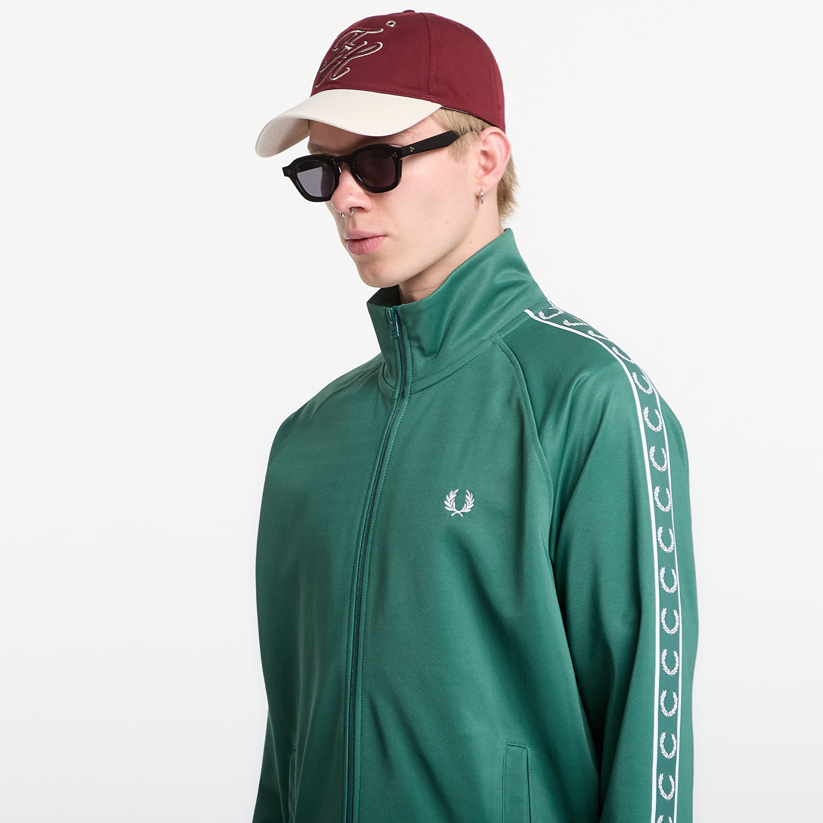 Pánske mikiny Fred Perry Contrast Tape Track Jacket Green