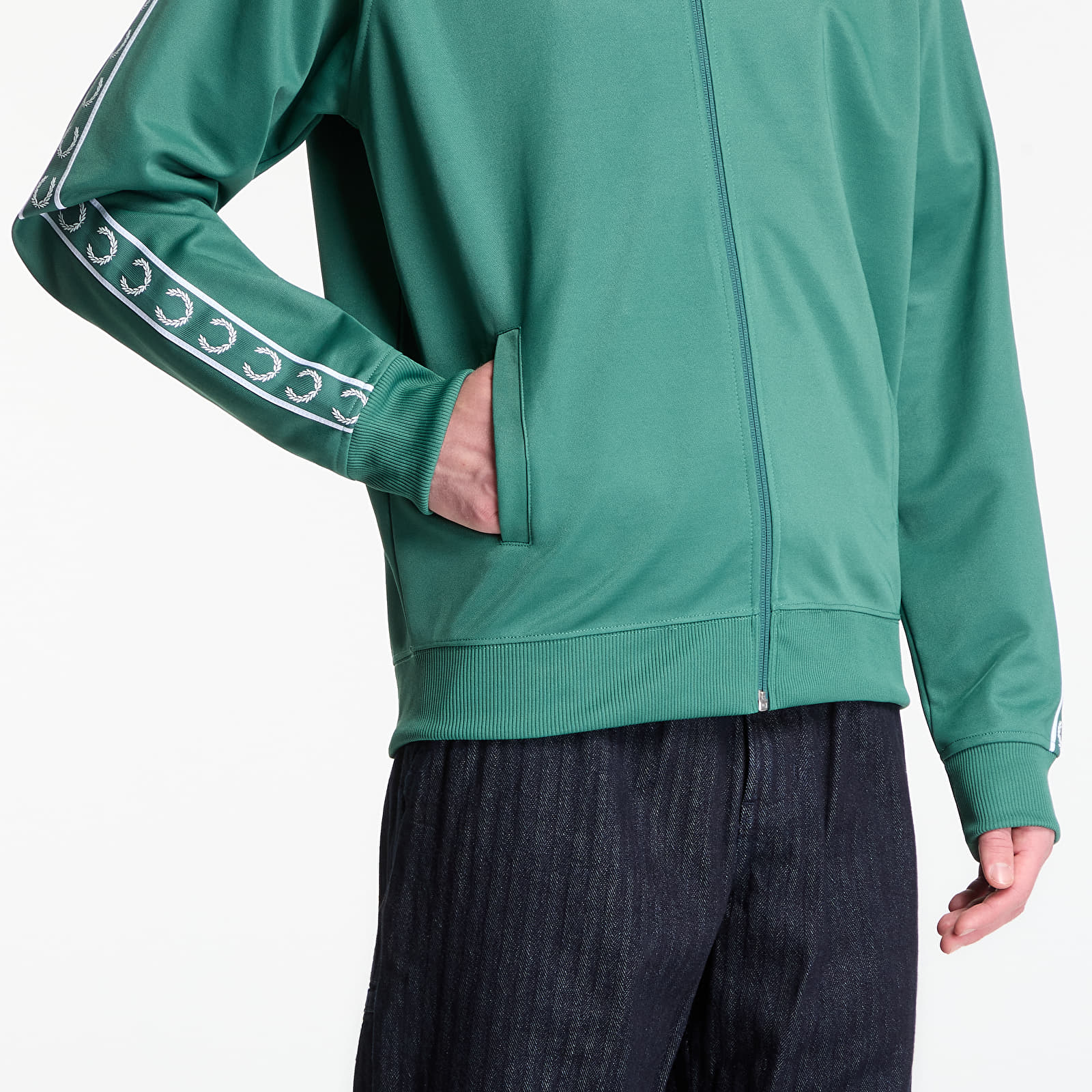 Pánske mikiny Fred Perry Contrast Tape Track Jacket Green