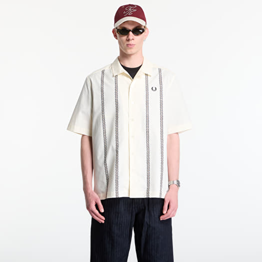 Πουκάμισο Fred Perry Placement Print Revere Shirt Ecru