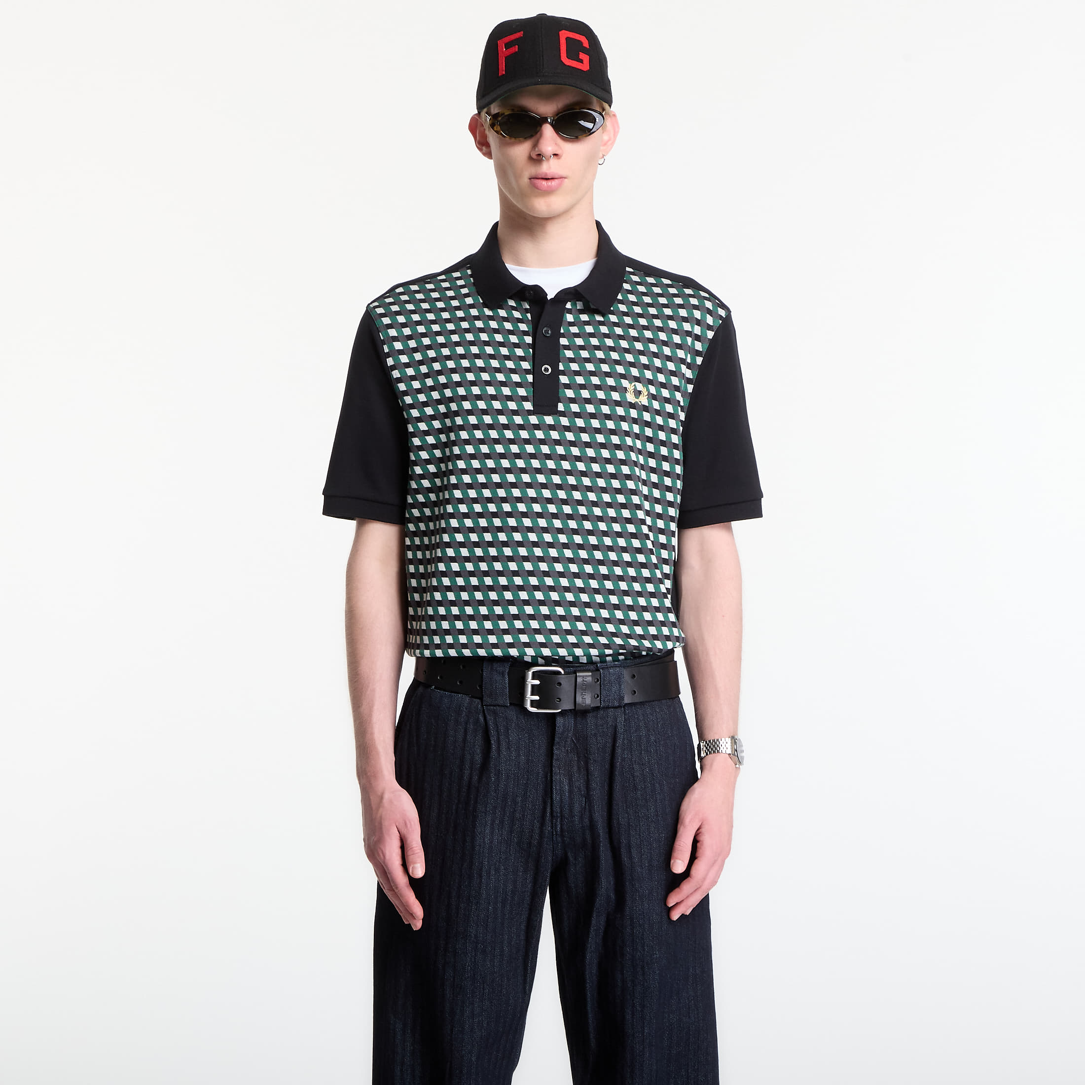 Maglietta Fred Perry Geometric Polo hirt Black