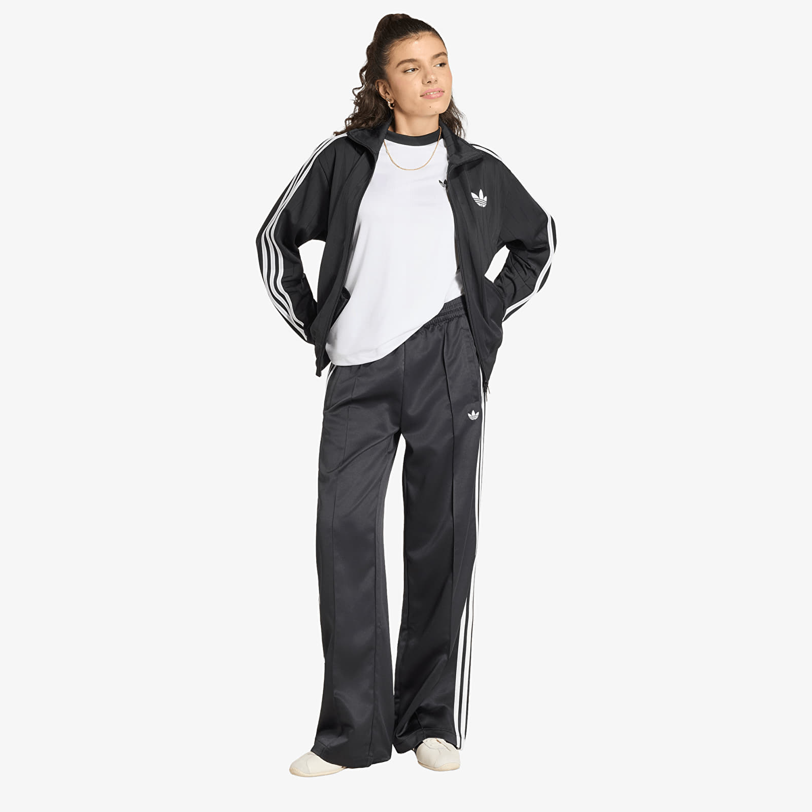 Jogginghosen adidas Satin Sst Loose Track Pant Black/ White