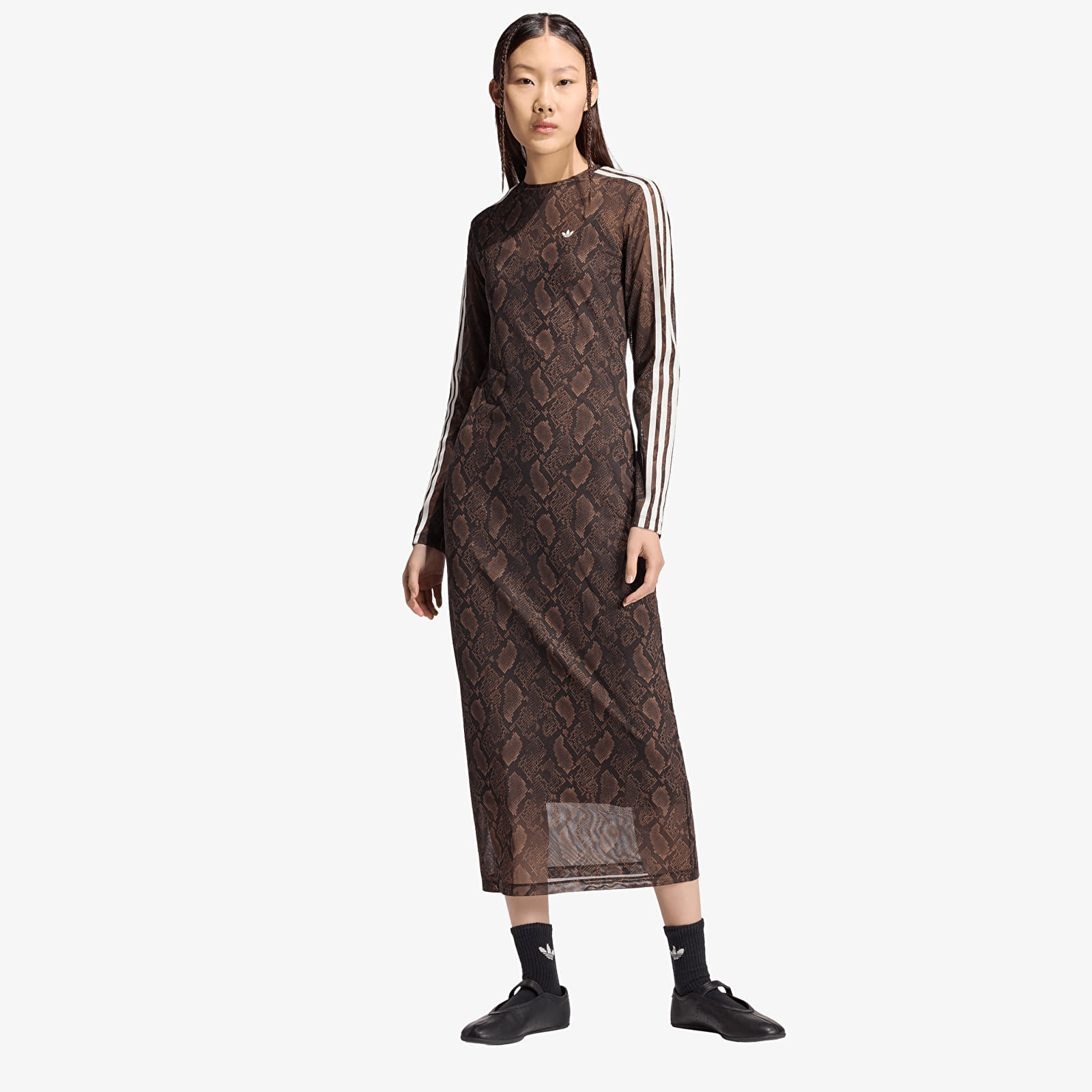 Kjole adidas Snake Print Maxi Dress Earth Strata/ Aurora Coffee