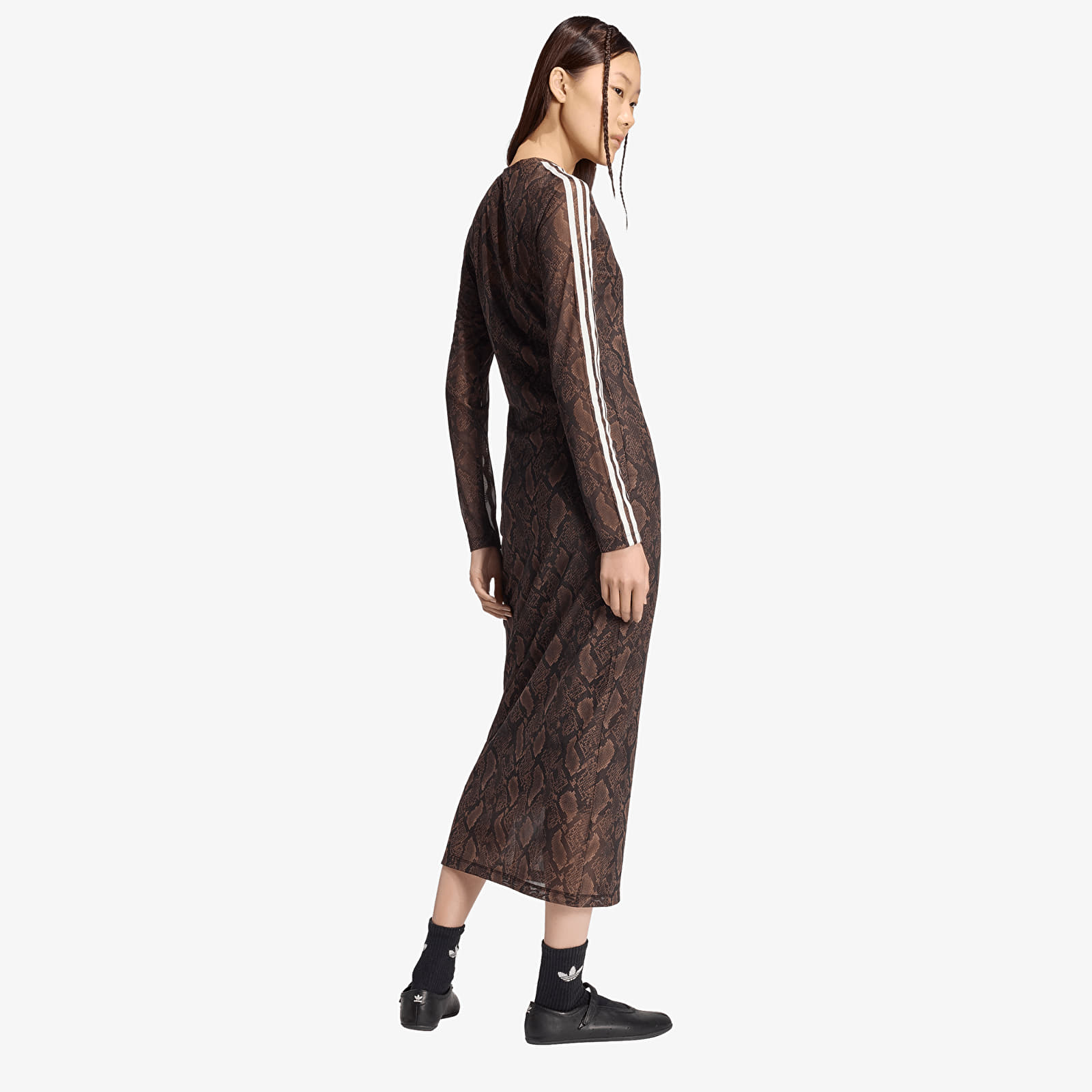 Kjole adidas Snake Print Maxi Dress Earth Strata/ Aurora Coffee