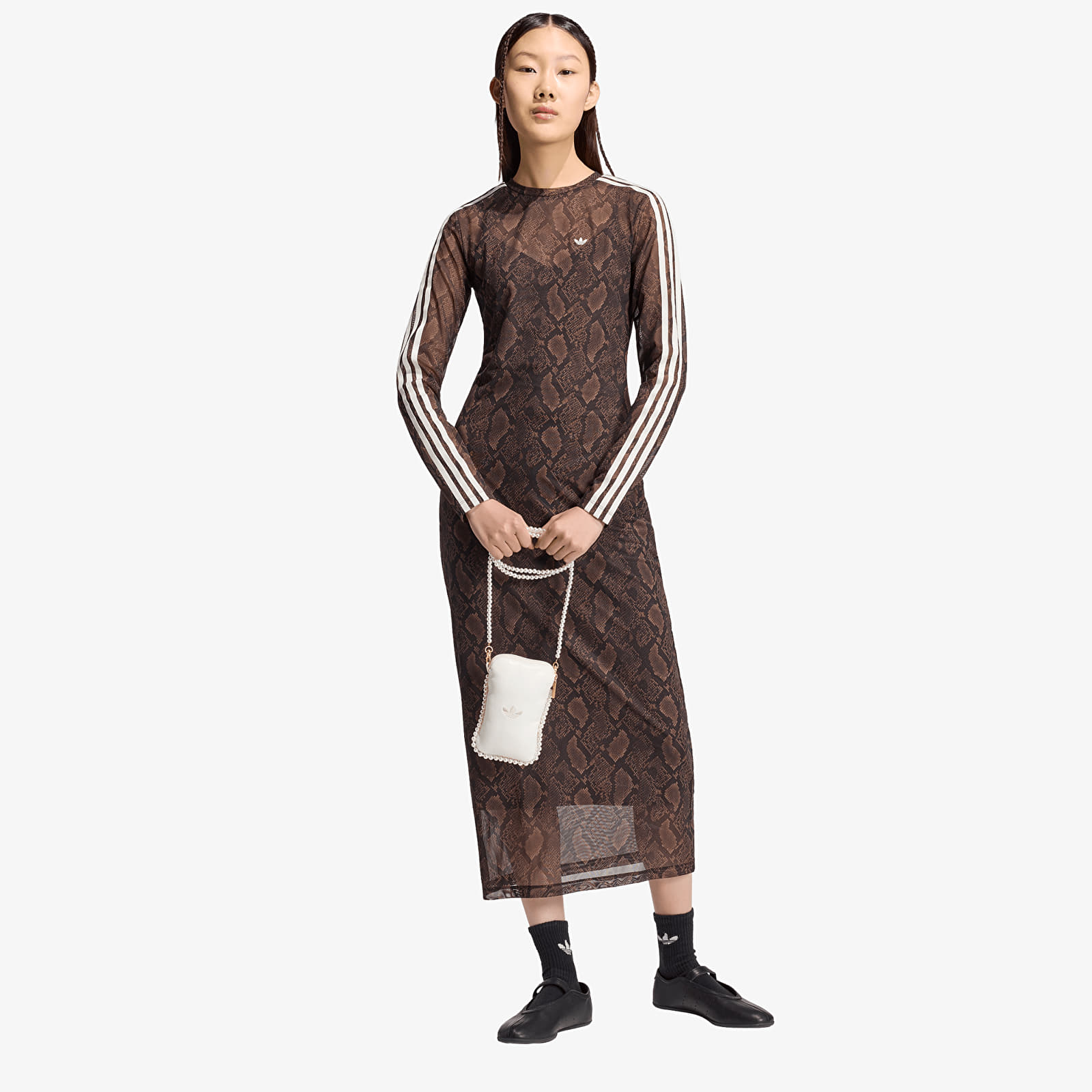 Kjole adidas Snake Print Maxi Dress Earth Strata/ Aurora Coffee