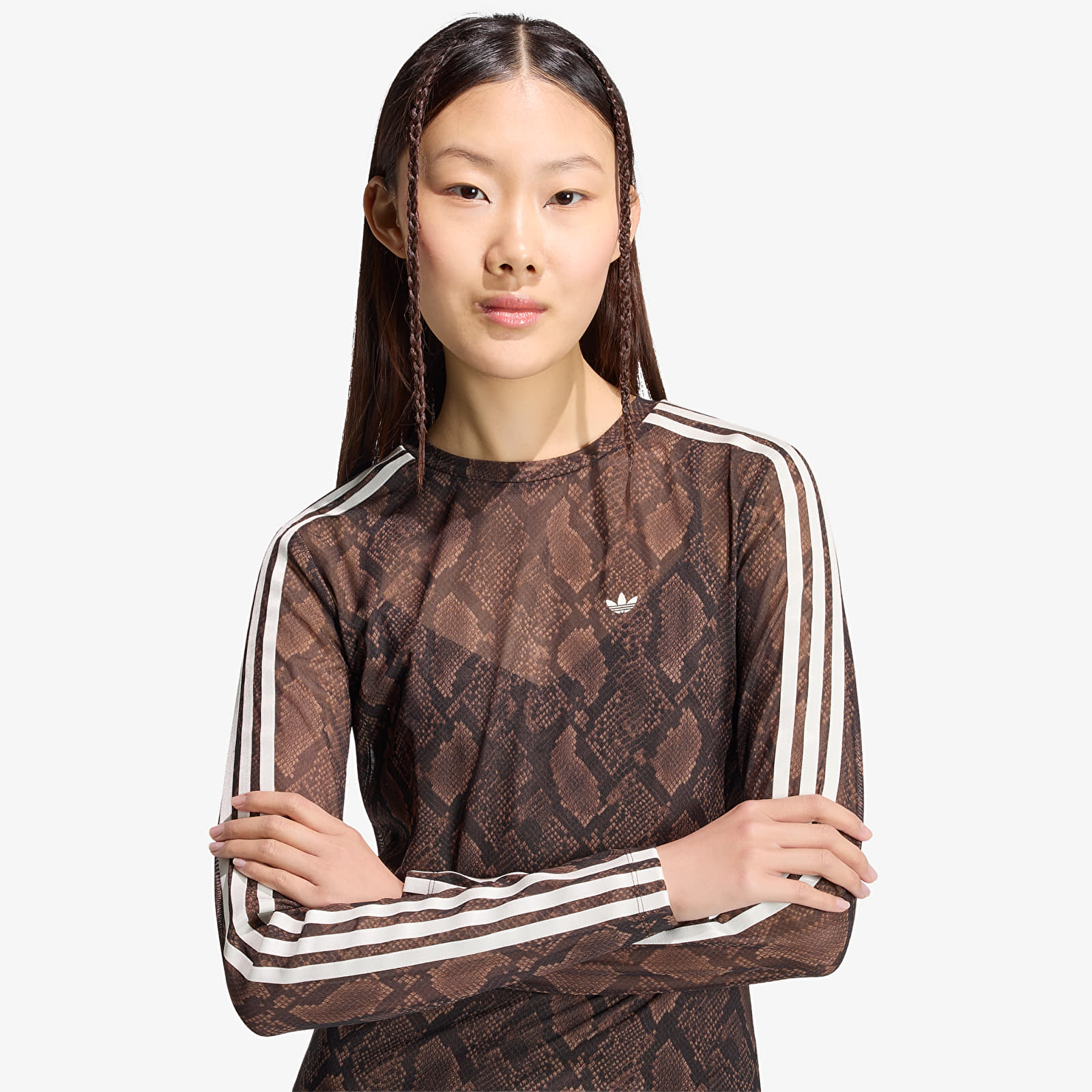 Kjole adidas Snake Print Maxi Dress Earth Strata/ Aurora Coffee