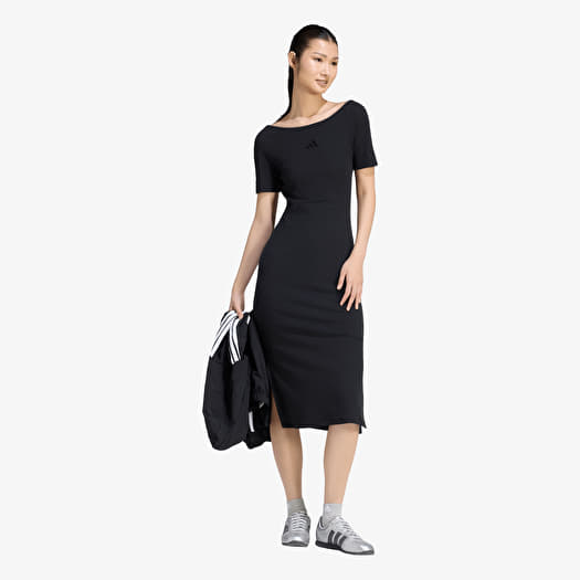 adidas black midi dress adidas Women's Sportswear Ribbed Dress-Black/White, Size: XS