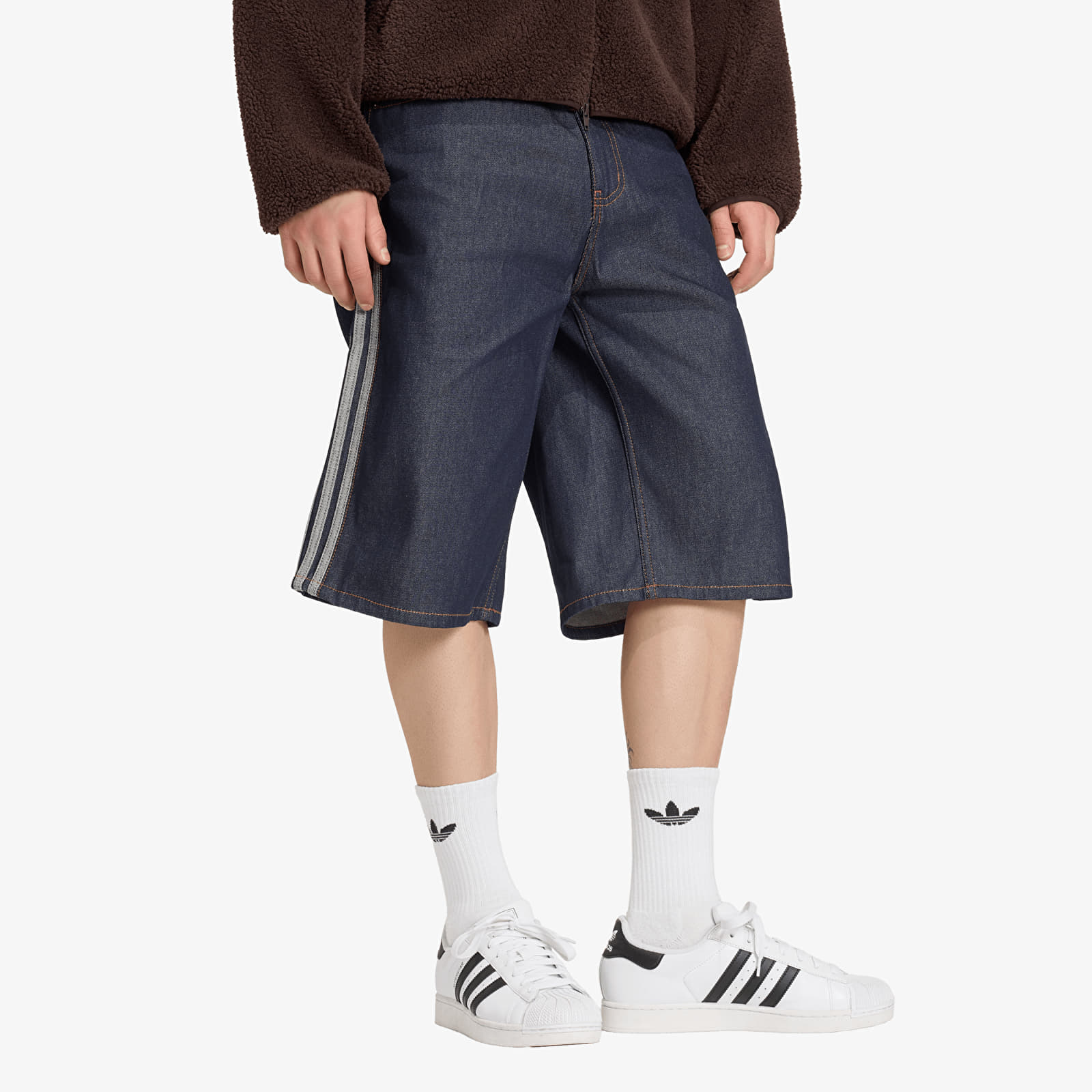 Men's shorts adidas Firebird Adicolor Jorts Mid-Rise Straight Leg Indigo Denim