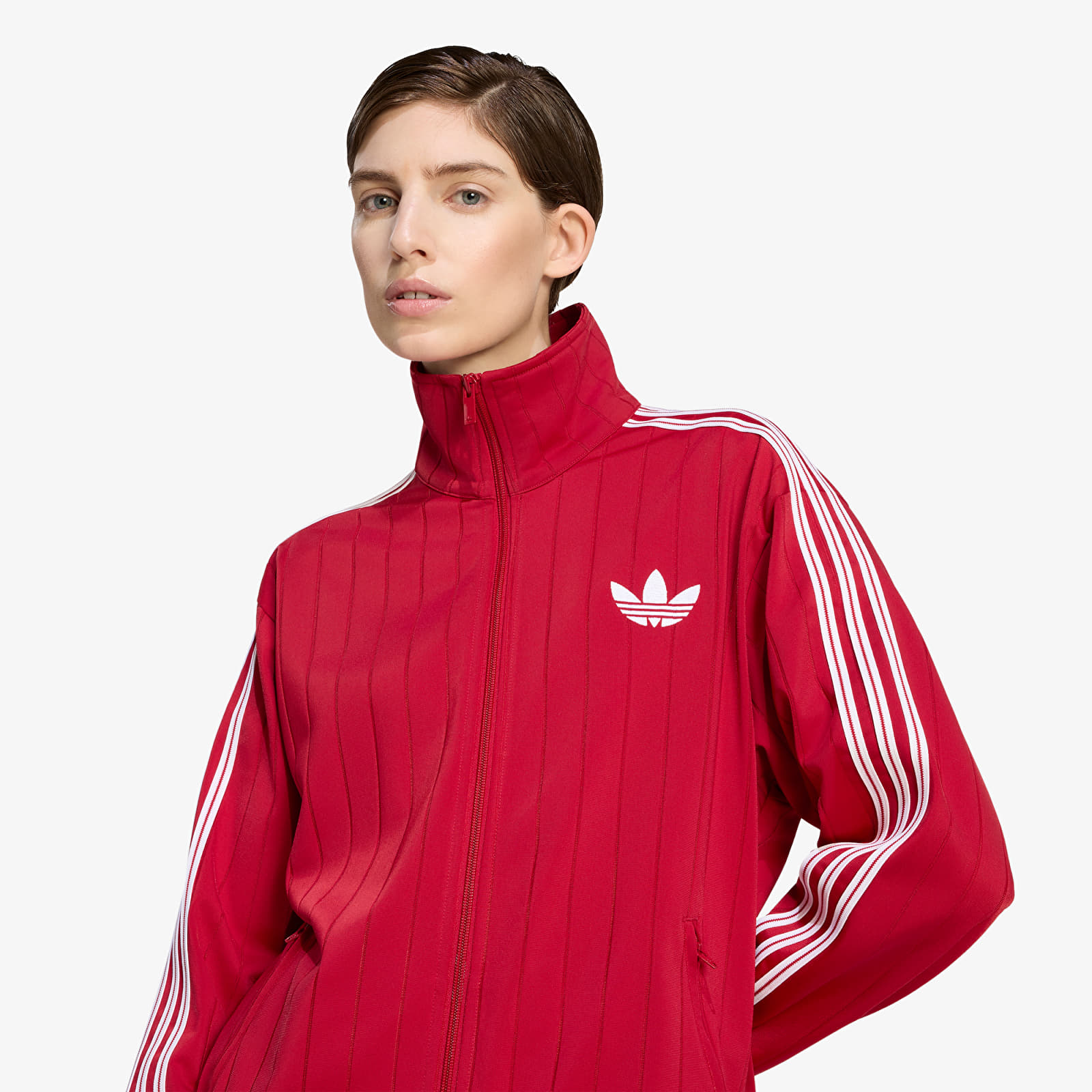 Ženske dukserice adidas Pinstripe Firebird Loose Tracktop Team Victory Red/ White/ Team Victory Red