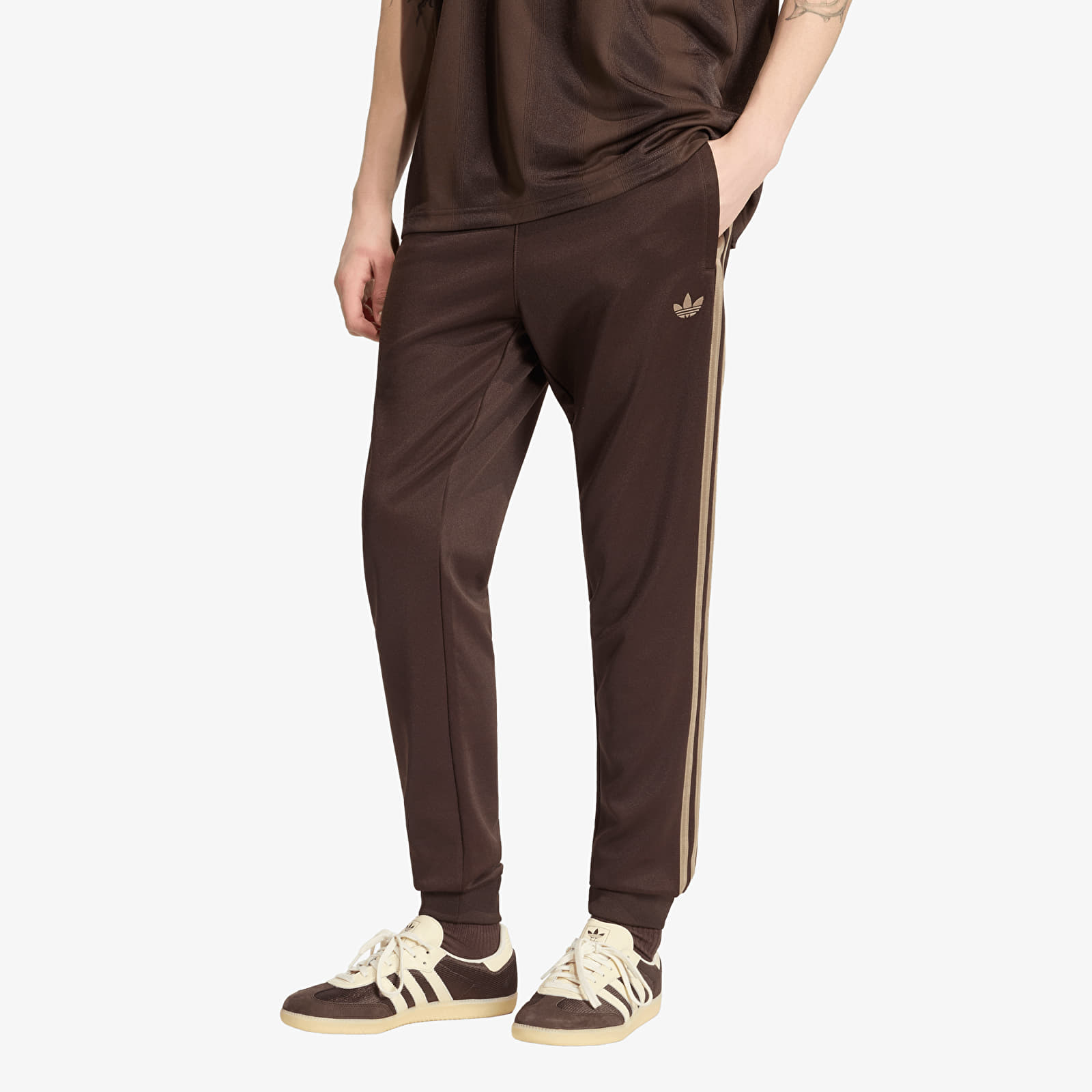 Joggebukser for menn adidas Sst Track Pants Aurora Coffee/ Khaki Six