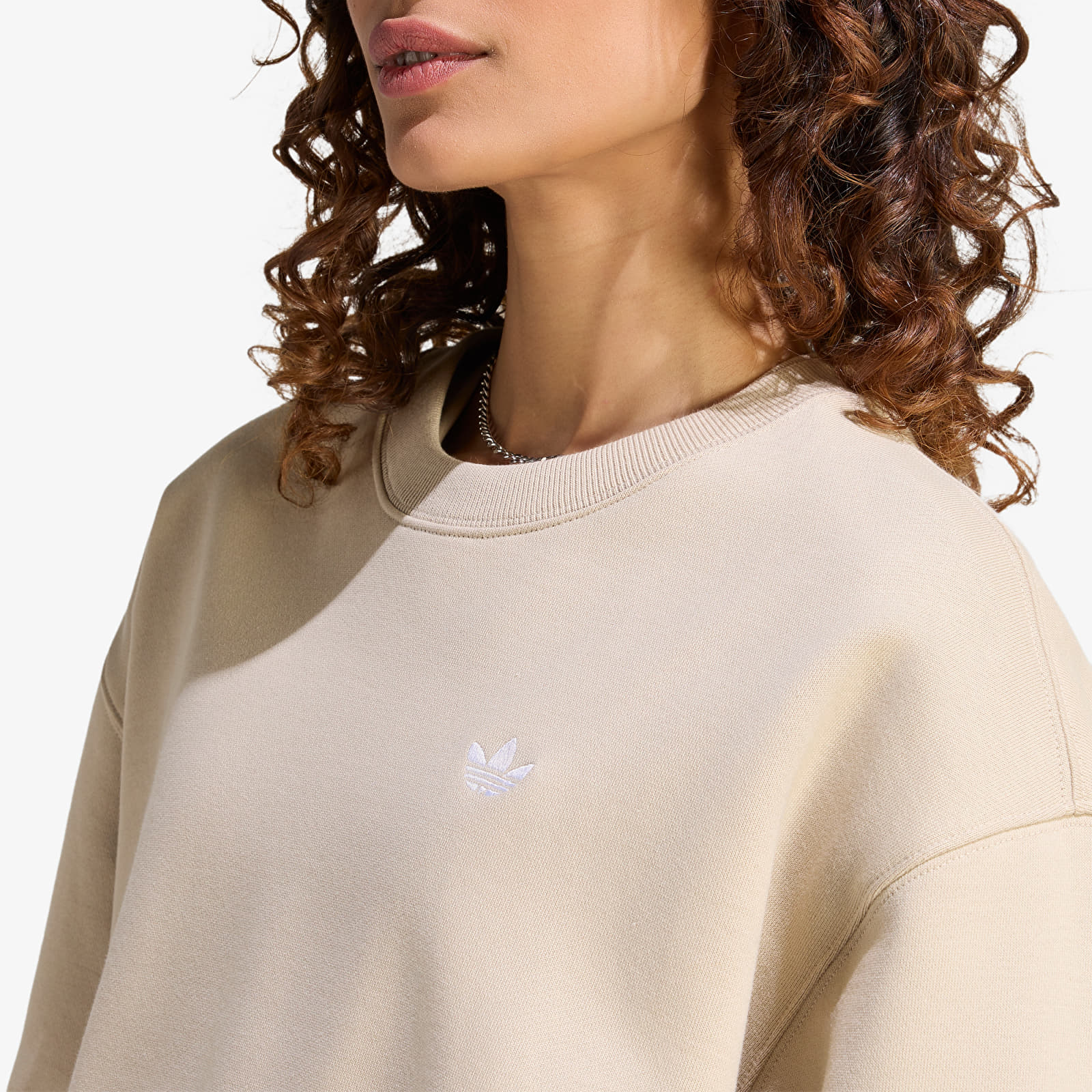 Felpe con cappuccio donna adidas Ess Fl Crw Os Khaki Three