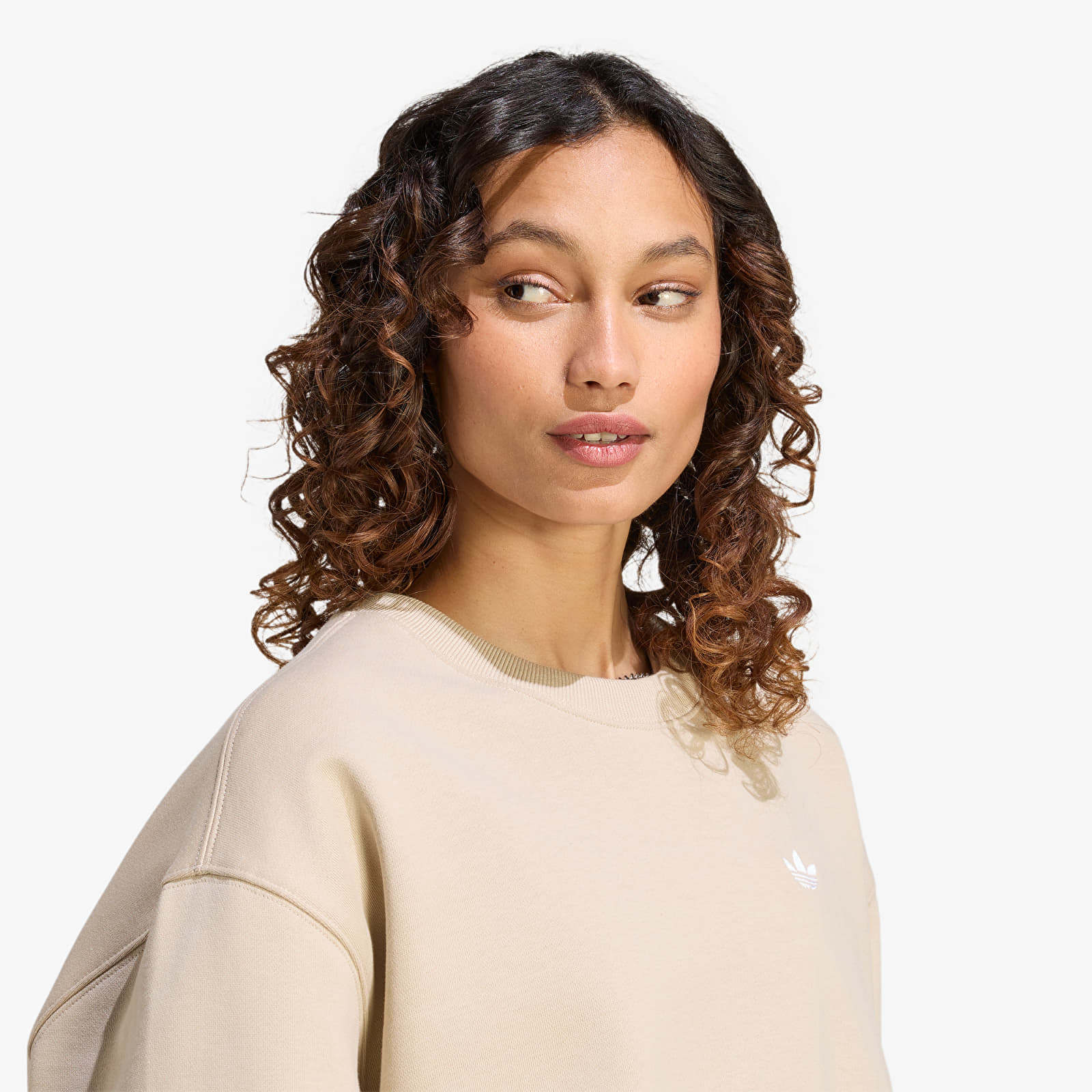 Felpe con cappuccio donna adidas Ess Fl Crw Os Khaki Three