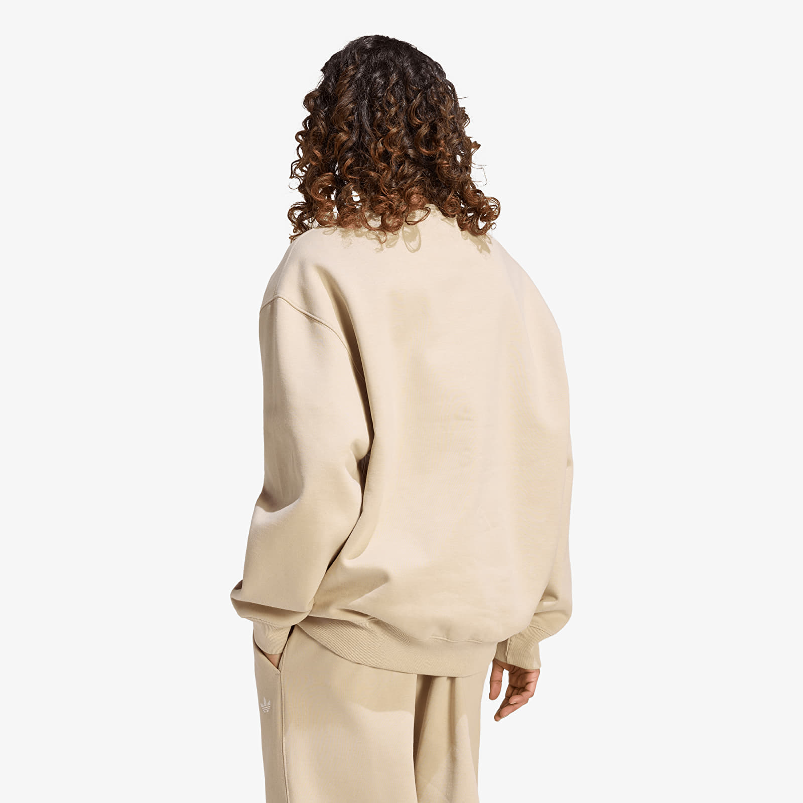 Felpe con cappuccio donna adidas Ess Fl Crw Os Khaki Three