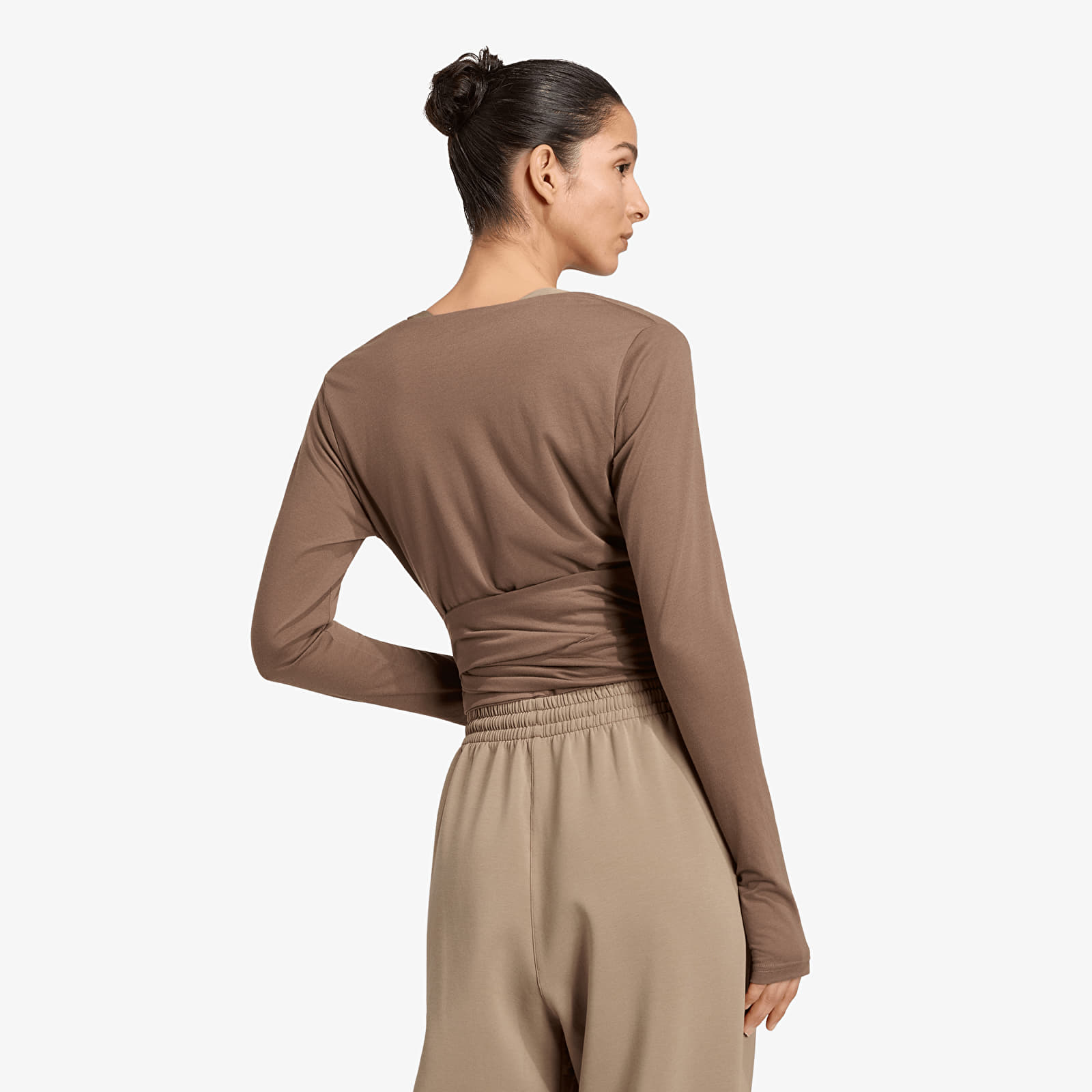 T-skjorter adidas 3-Stripes Studio Soft Ballet Wrap Top Earth Strata/ Glow Blue