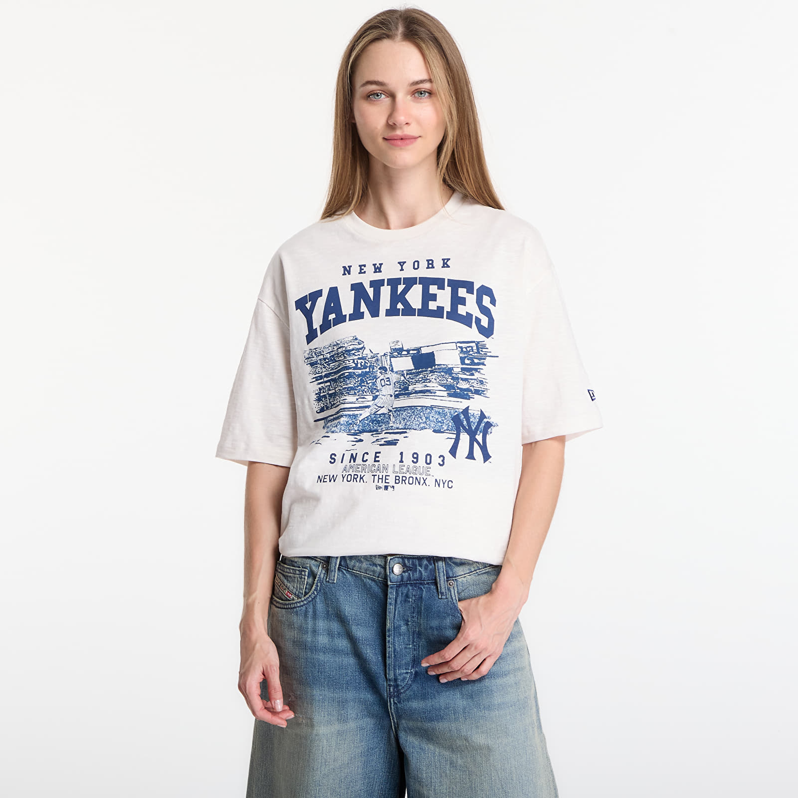 T-shirts New Era MLB Slub Stadium OS Tee New York Yankees UNISEX Off White