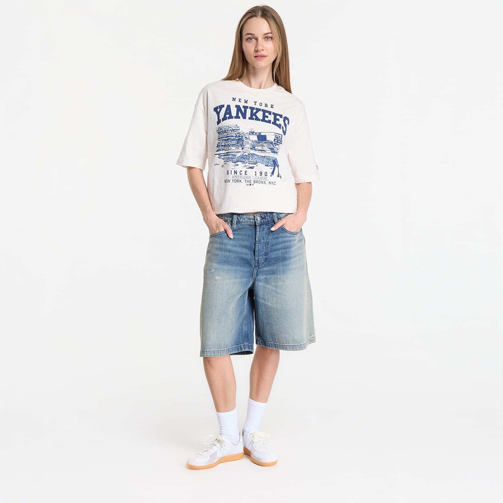 T-shirts New Era MLB Slub Stadium OS Tee New York Yankees UNISEX Off White